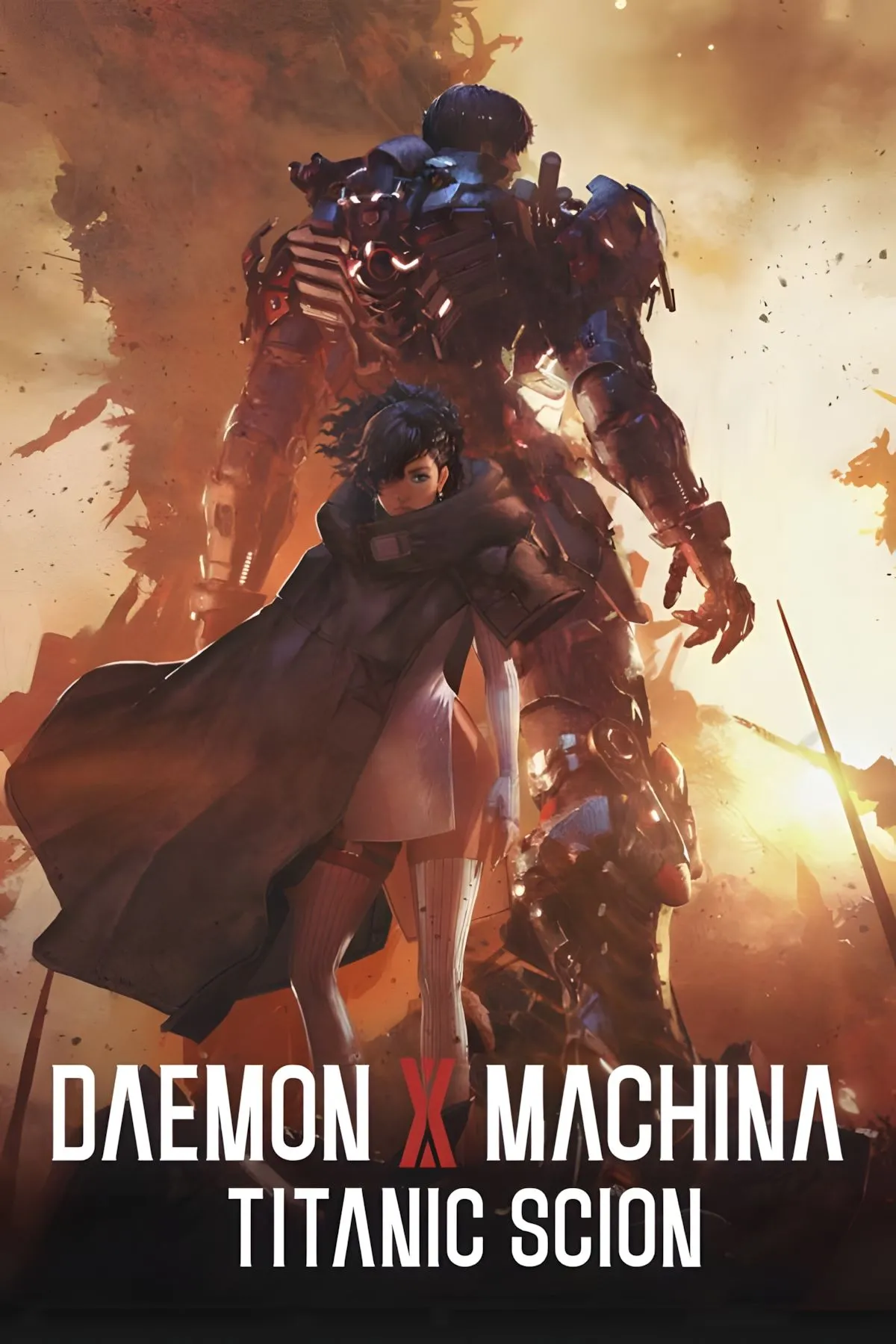 Ảnh bìa chính thức của Daemon X Machina: Titanic Scion, cho thấy sự hoành tráng của các cỗ máy chiến đấu