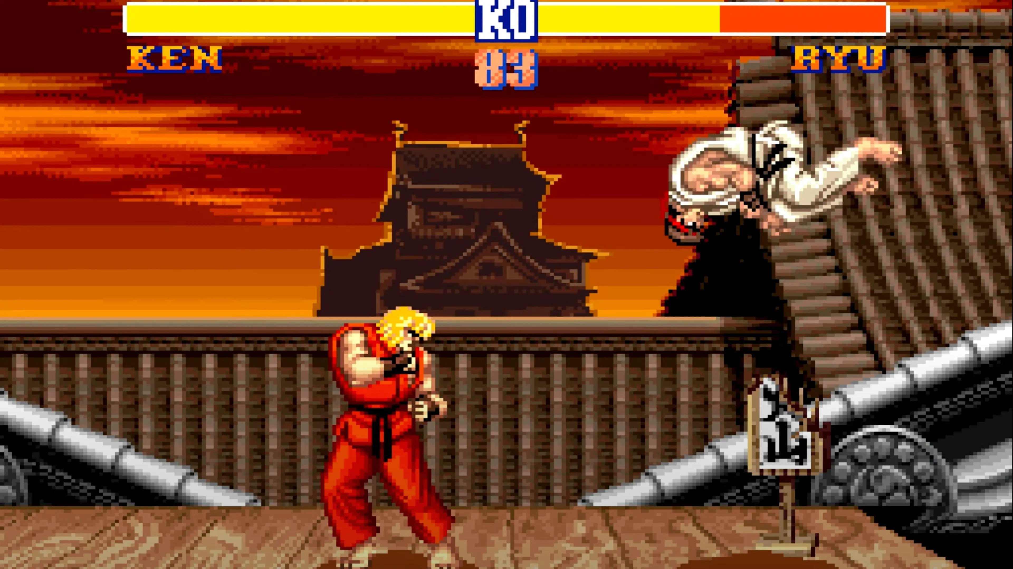 Ảnh chụp màn hình game Street Fighter 2, thể hiện lối chơi đối kháng kinh điển