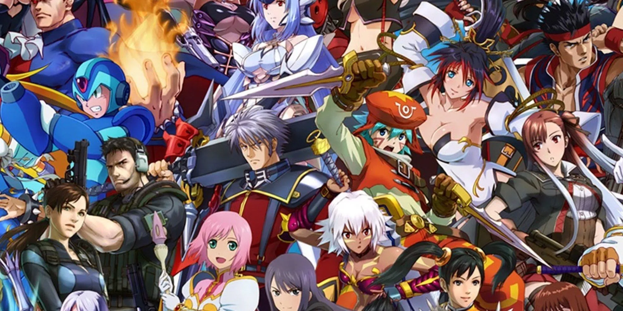 Ảnh quảng bá Project X Zone với dàn nhân vật crossover từ Capcom, Sega và Bandai Namco