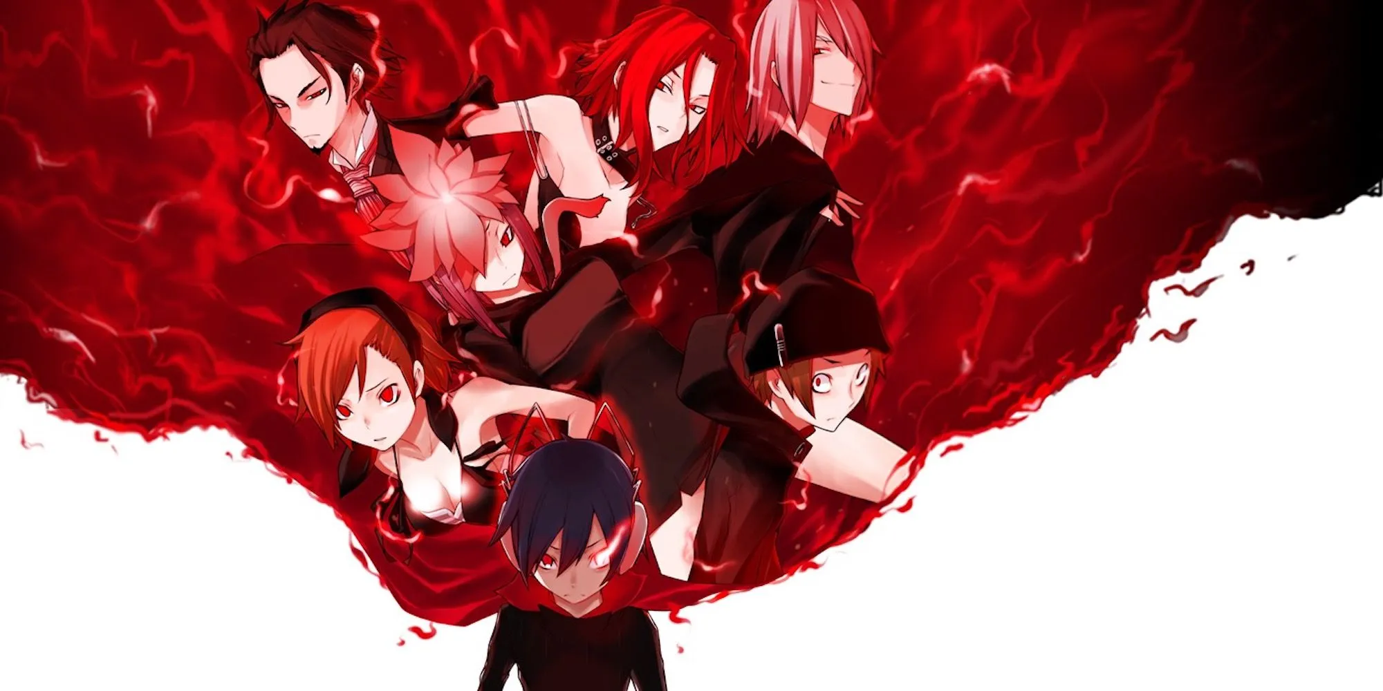 Ảnh quảng bá Shin Megami Tensei Devil Survivor với nhóm nhân vật và quỷ