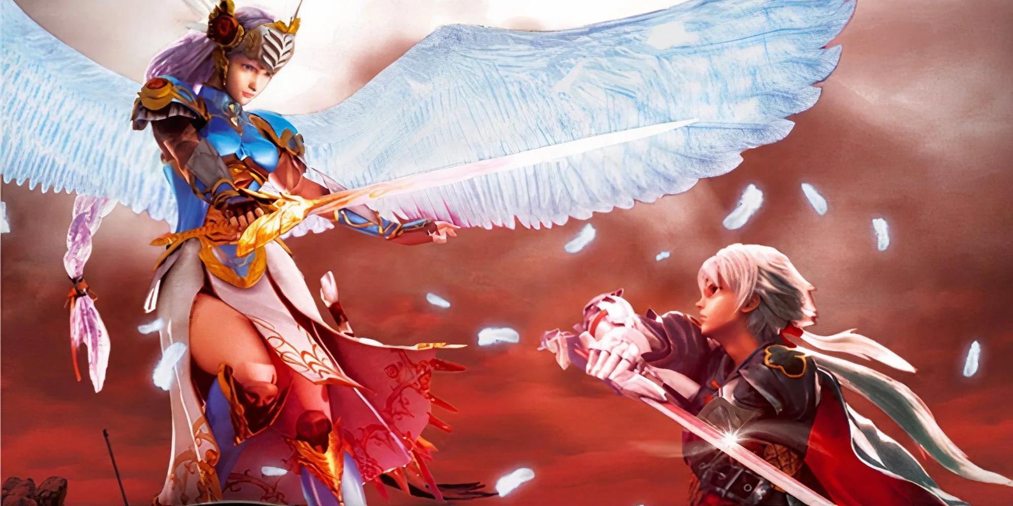 Ảnh quảng bá Valkyrie Profile Covenant Of The Plume với nhân vật Wylfred và Destiny Plume