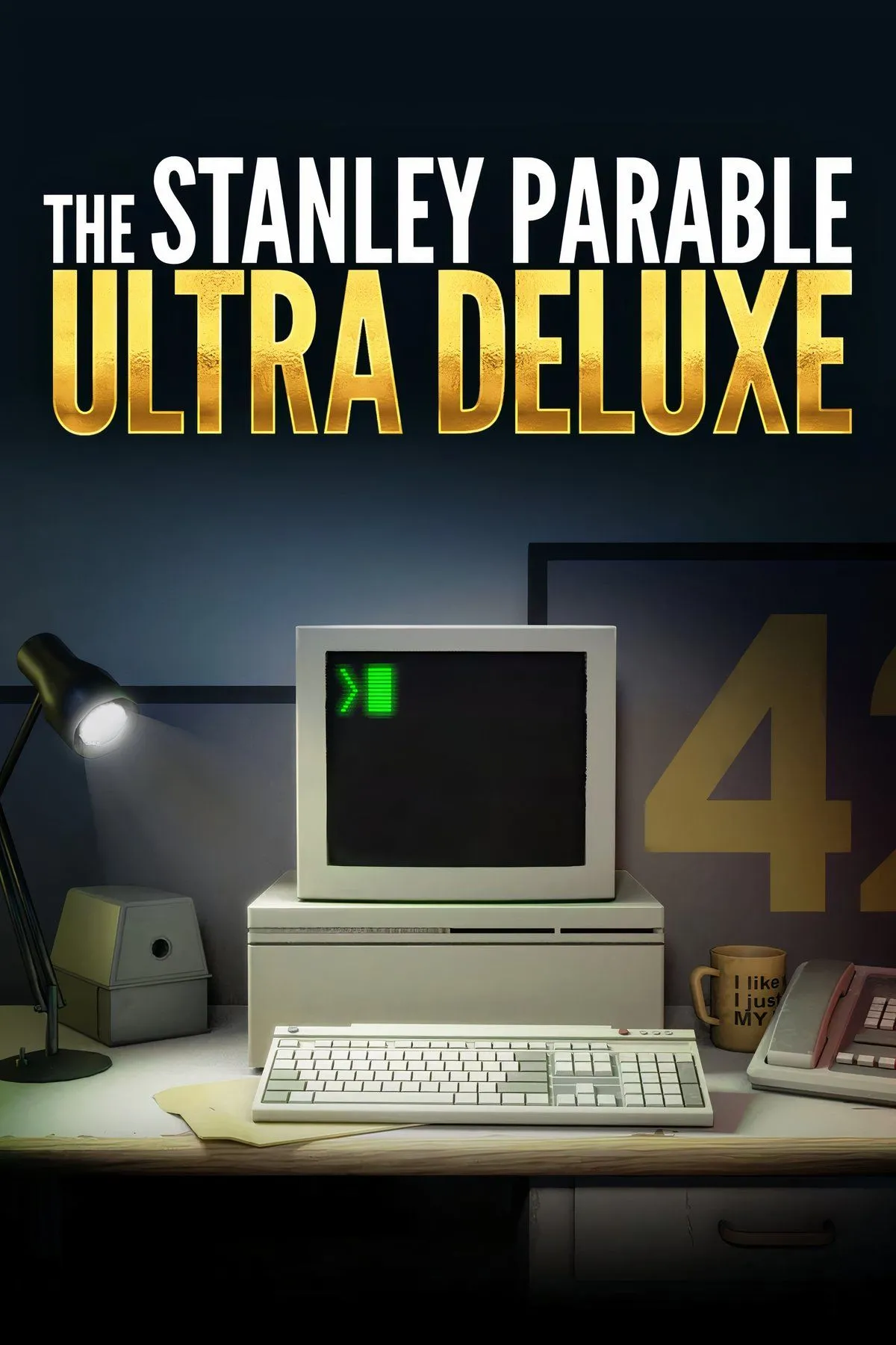 Ảnh tổng hợp các phân cảnh từ The Stanley Parable: Ultra Deluxe, một tựa game phiêu lưu kể chuyện độc đáo với nhiều lối rẽ.