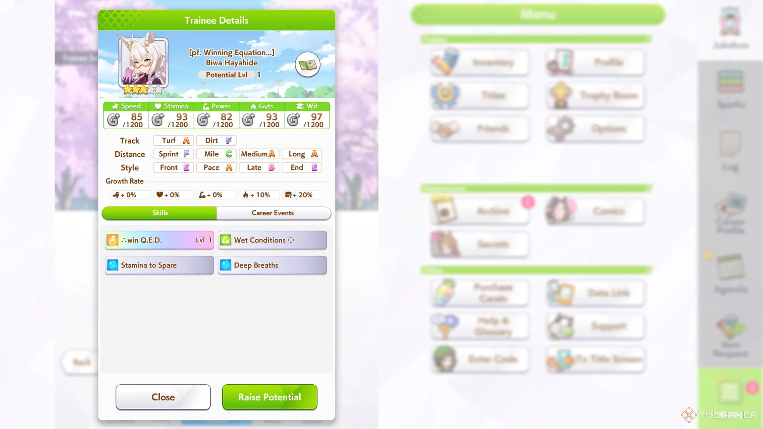 Bảng chỉ số và kỹ năng cơ bản của Biwa Hayahide trong Umamusume Pretty Derby