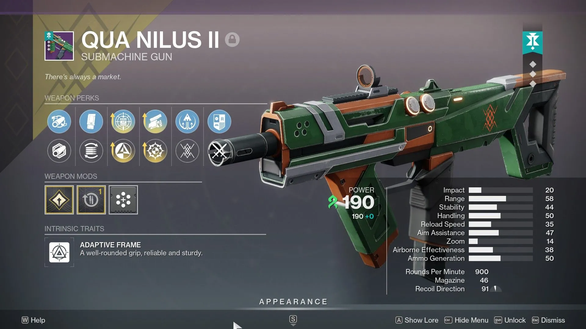 Bảng god roll SMG Qua Nilus II cho PvE trong Destiny 2