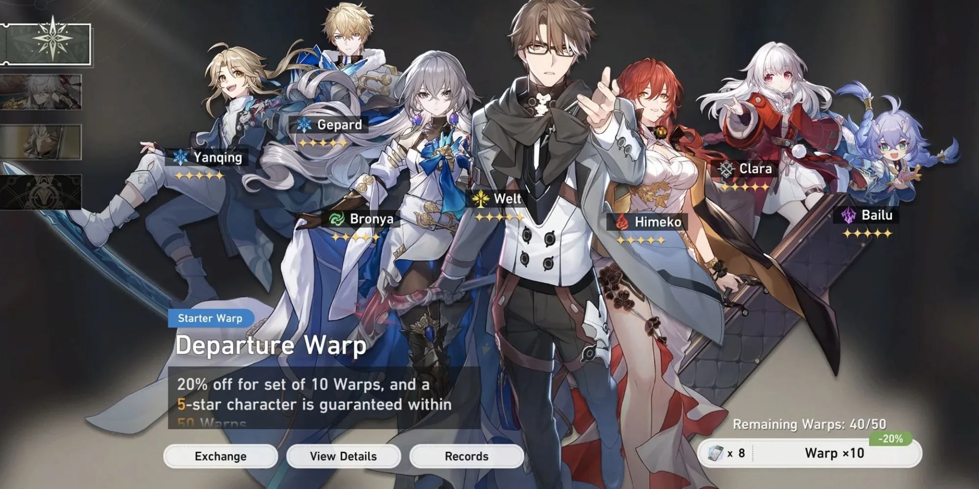 Banner Warp Khởi Hành Honkai Star Rail, nơi nhận Stellar Jade để triệu hồi nhân vật 5 sao yêu thích