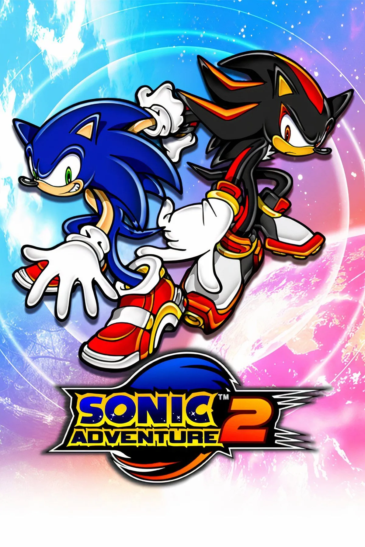 Bìa game Sonic Adventure 2, thể hiện các nhân vật chính với đa dạng phong cách gameplay và màn chơi