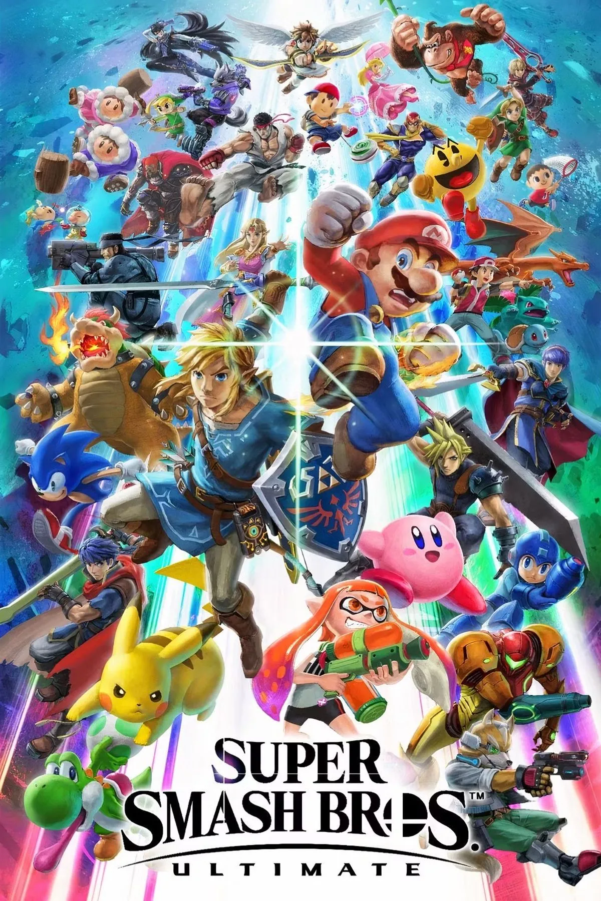 Bìa game Super Smash Bros. Ultimate với các nhân vật quen thuộc