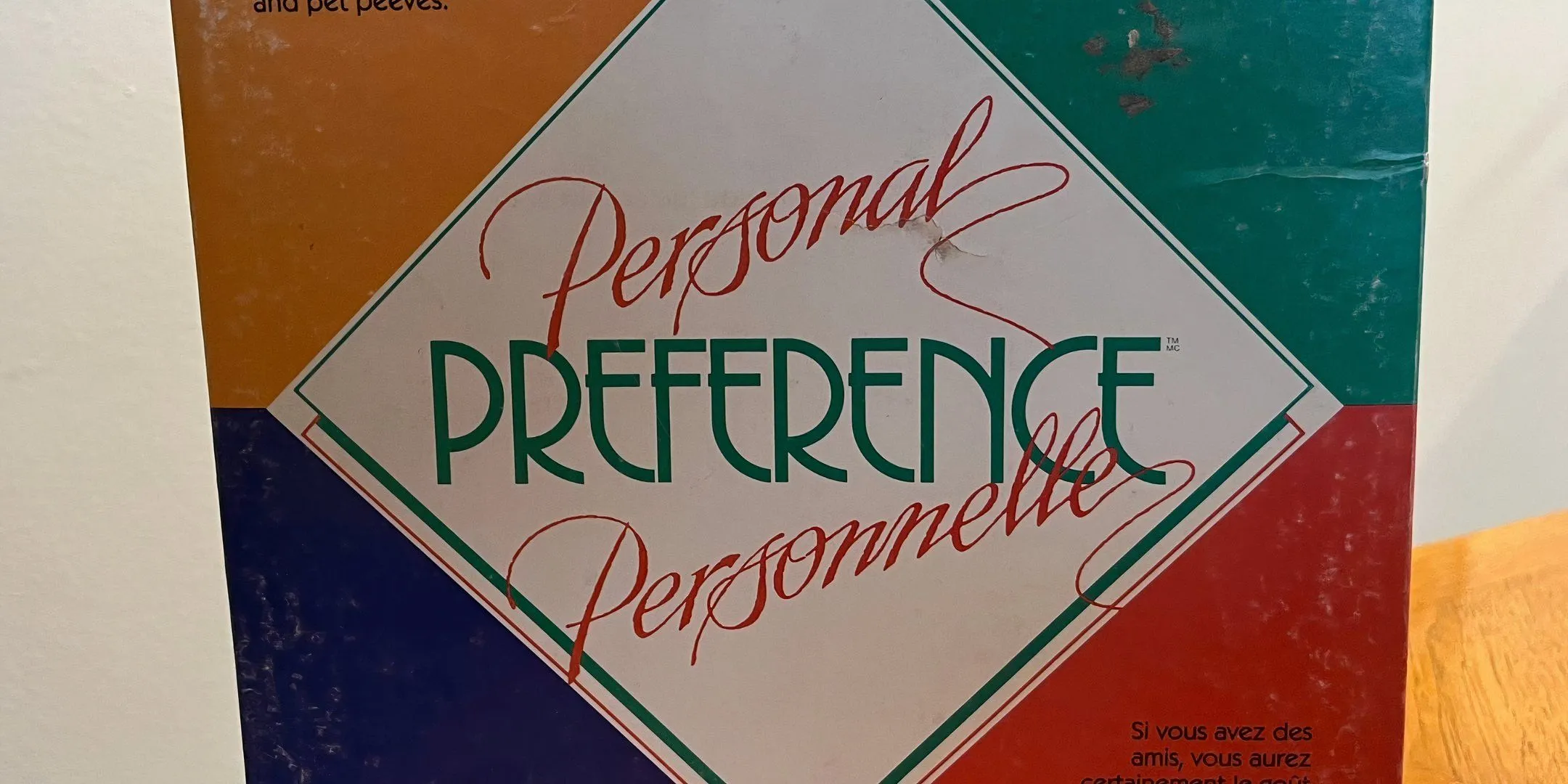 Bìa hộp game Personal Preference với hình minh họa vui nhộn, một trò chơi để khám phá sự tương đồng giữa bạn bè.
