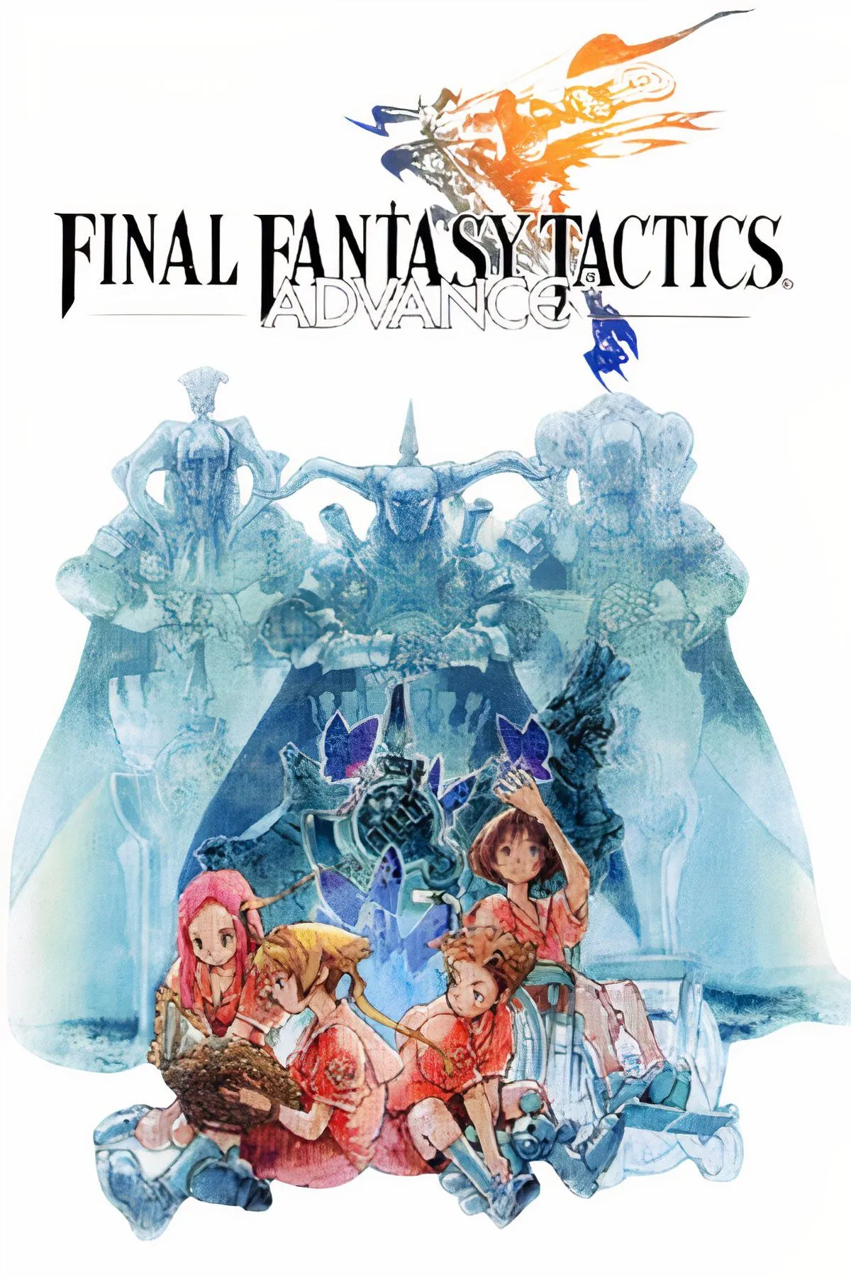 Bìa nghệ thuật Final Fantasy Tactics Advance với các nhân vật quen thuộc của Ivalice
