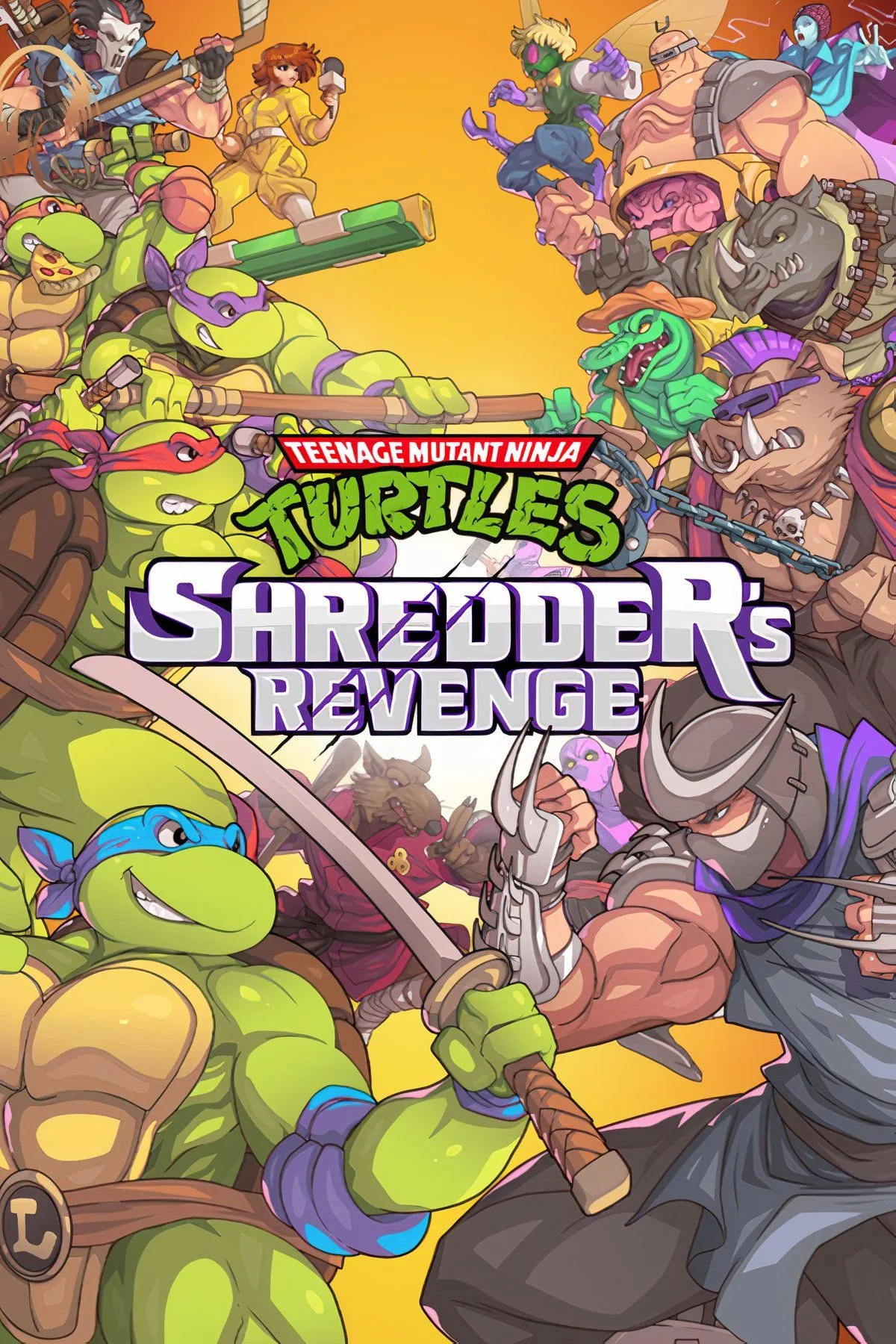 Bốn anh em ninja rùa và April O'Neil cùng nhau chiến đấu chống lại kẻ thù trong TMNT: Shredder's Revenge