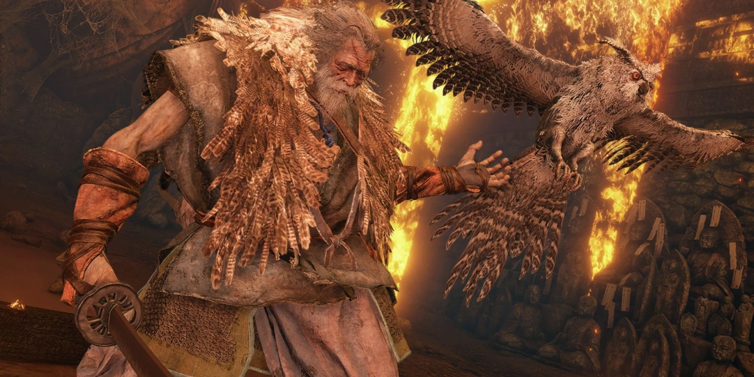 Boss Owl Father trong Sekiro, minh họa cho việc các bản cập nhật có thể thêm nội dung mới cho game