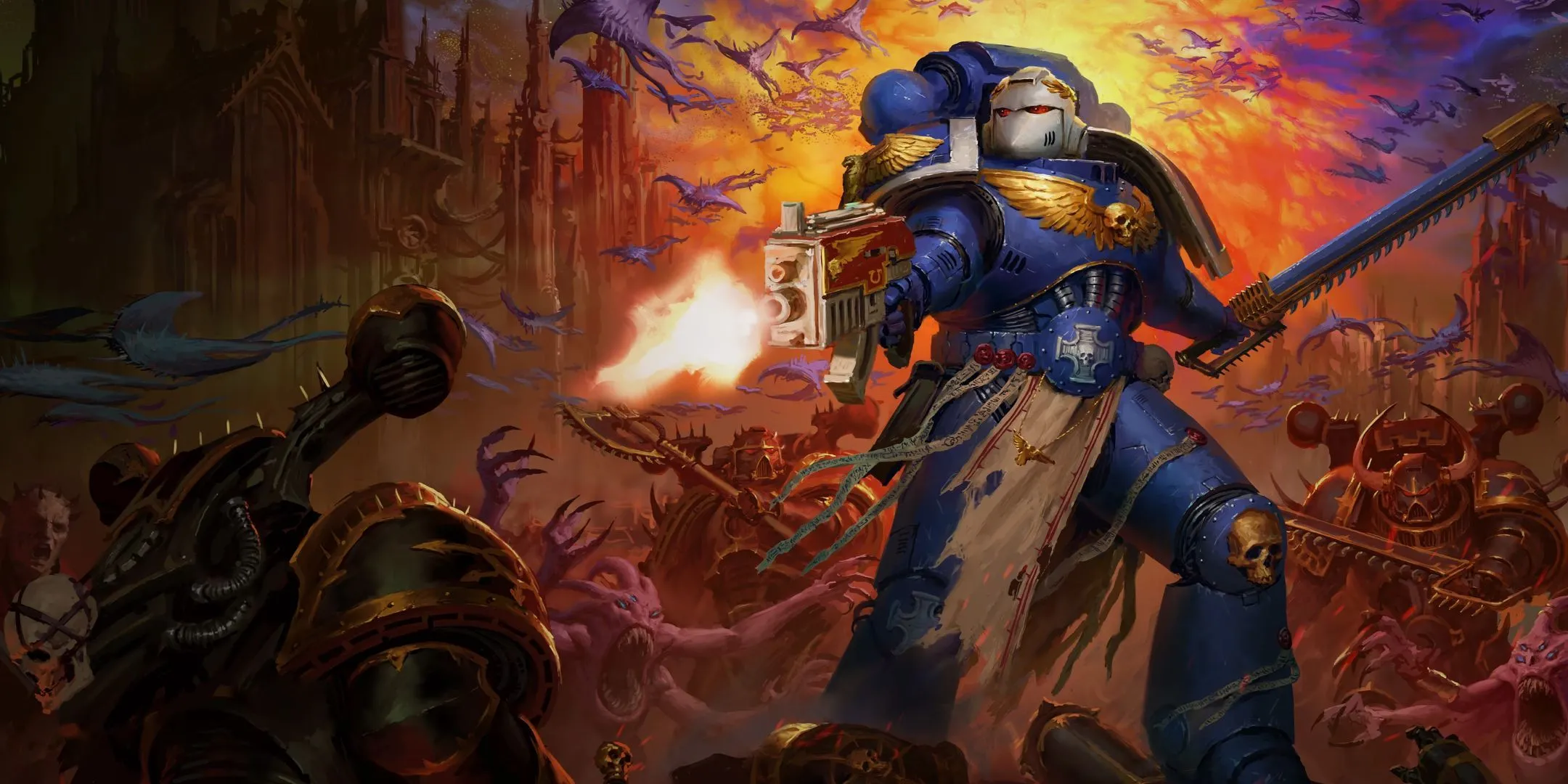 Cận cảnh khẩu Boltgun uy lực trong vũ trụ Warhammer 40K.