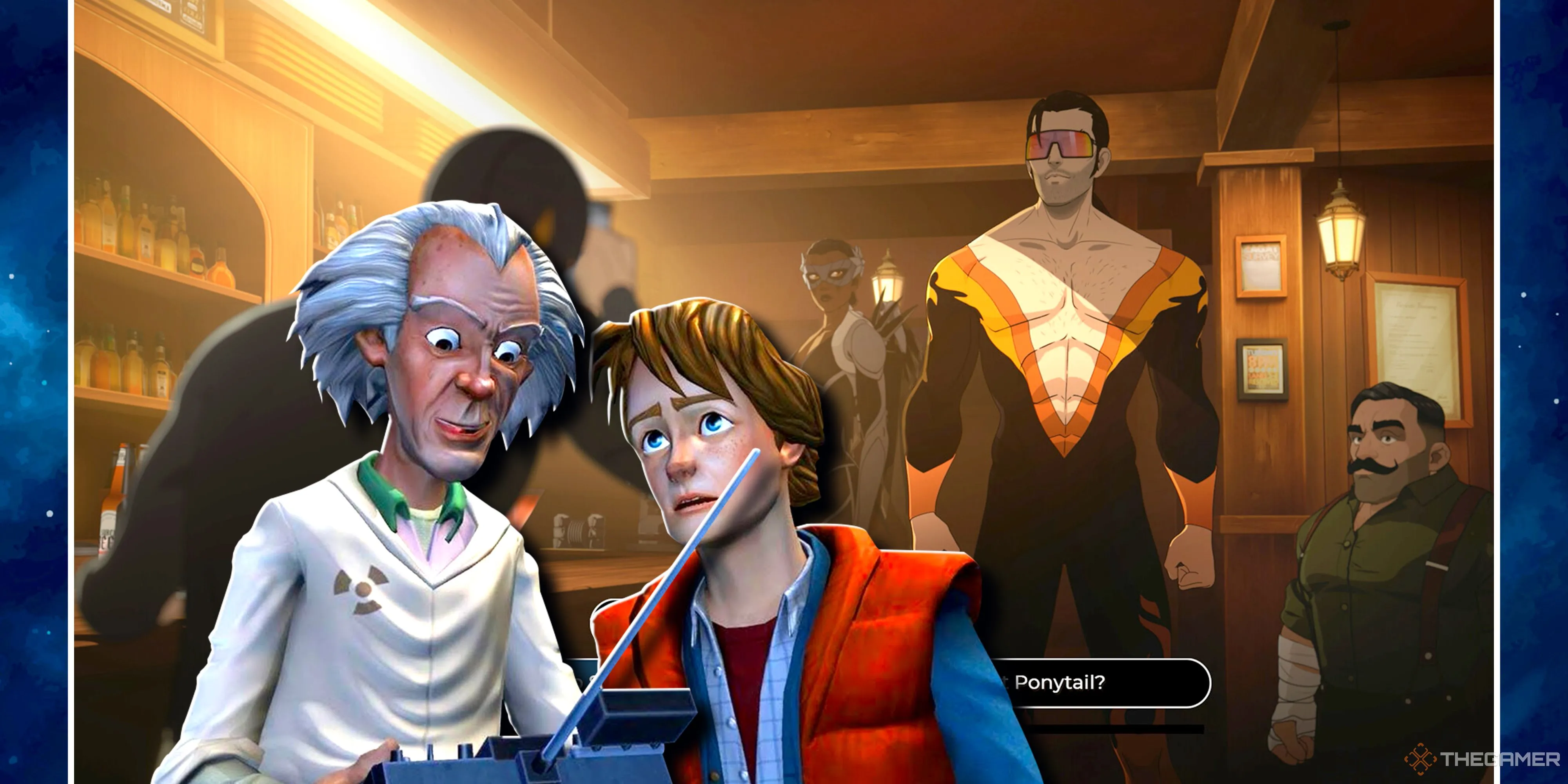 Cảnh game Dispatch với nhân vật hoạt hình vui nhộn, gợi nhớ phong cách đồ họa đặc trưng của các tựa game Telltale