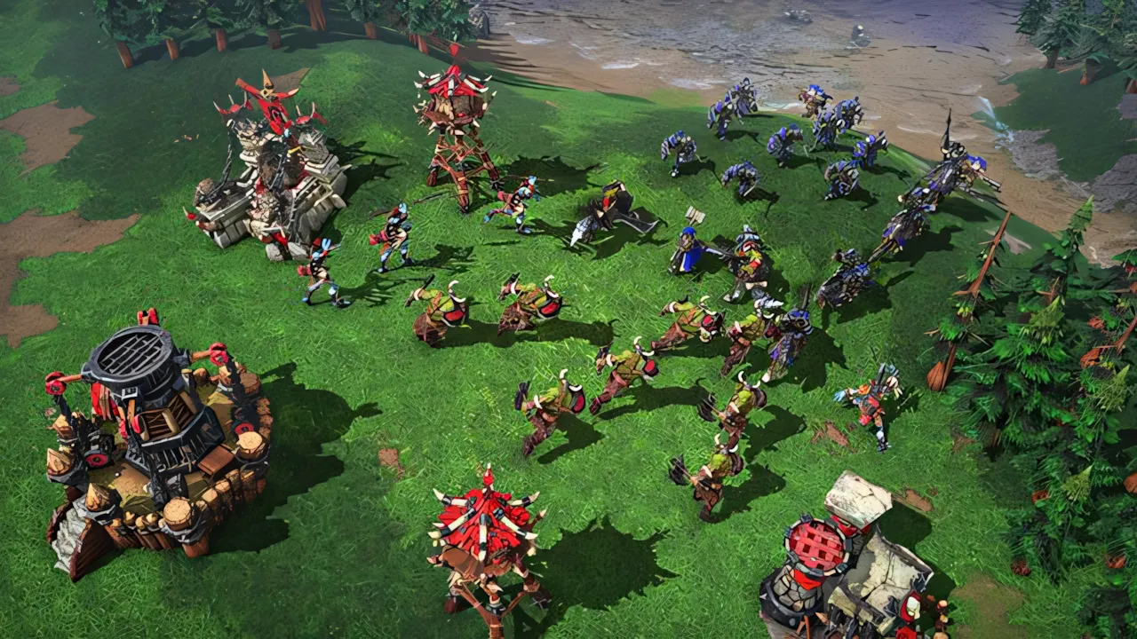 Chi tiết một thành phố hoặc căn cứ trong Warcraft 3 Reforged, minh họa chất lượng đồ họa gây tranh cãi