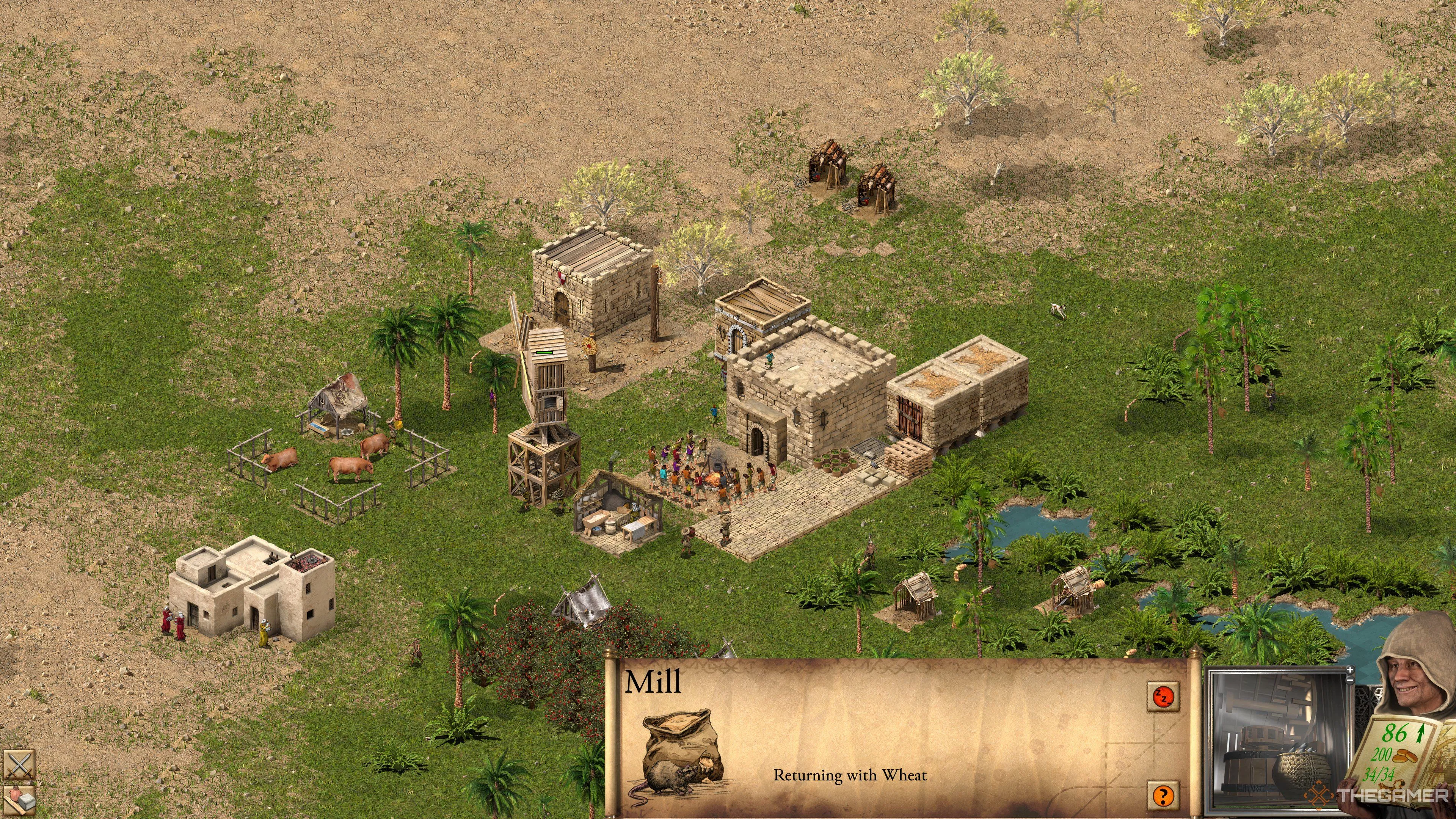 Cối xay bột, một công trình thiết yếu để sản xuất bánh mì trong Stronghold Crusader Definitive Edition.