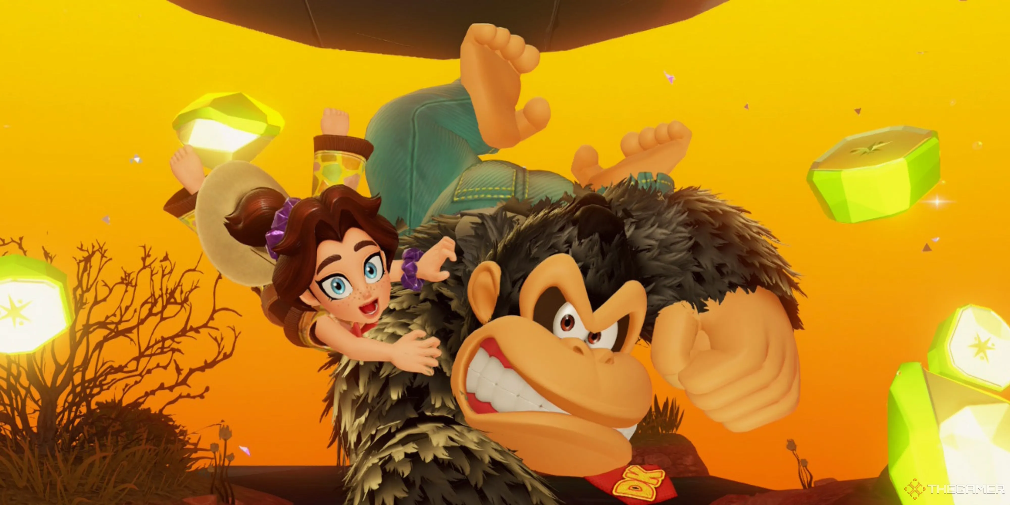 Donkey Kong cùng Pauline ăn mừng trong Donkey Kong Bananza, một tựa game đầy sức mạnh và sự vui nhộn.