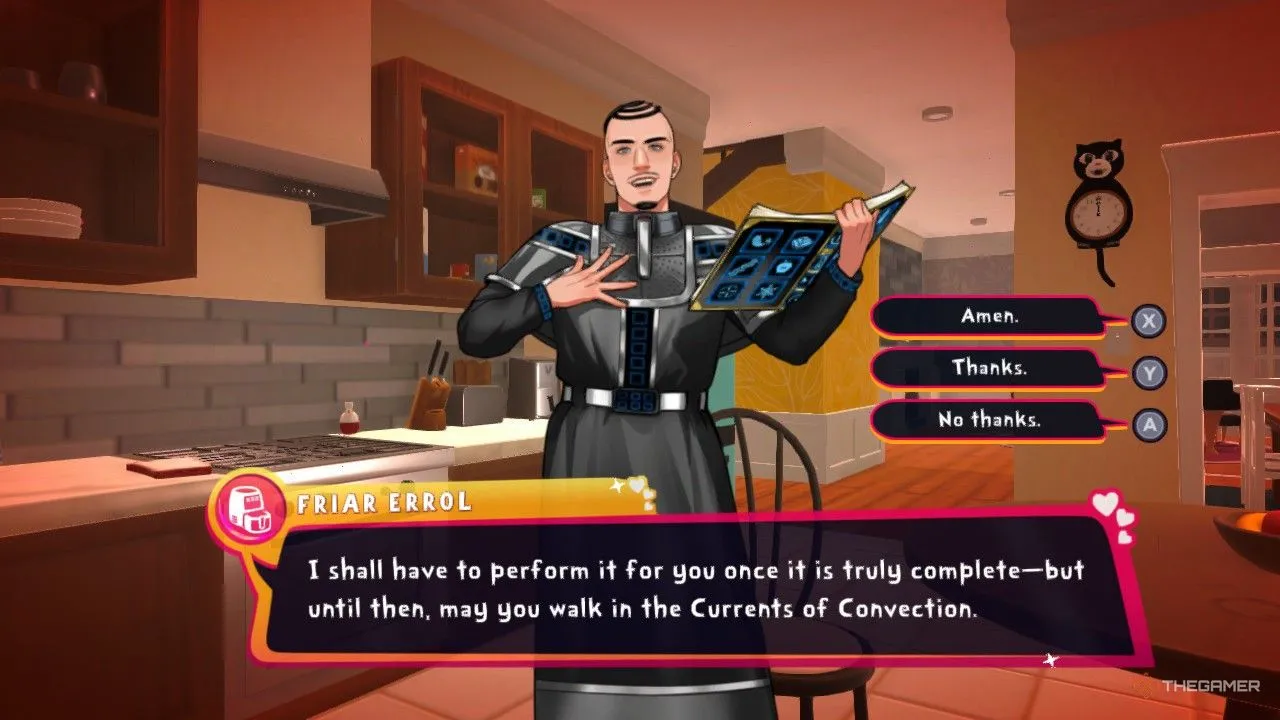 Friar Errol &quot;cầu nguyện&quot; cho người chơi trong game mô phỏng hẹn hò Date Everything