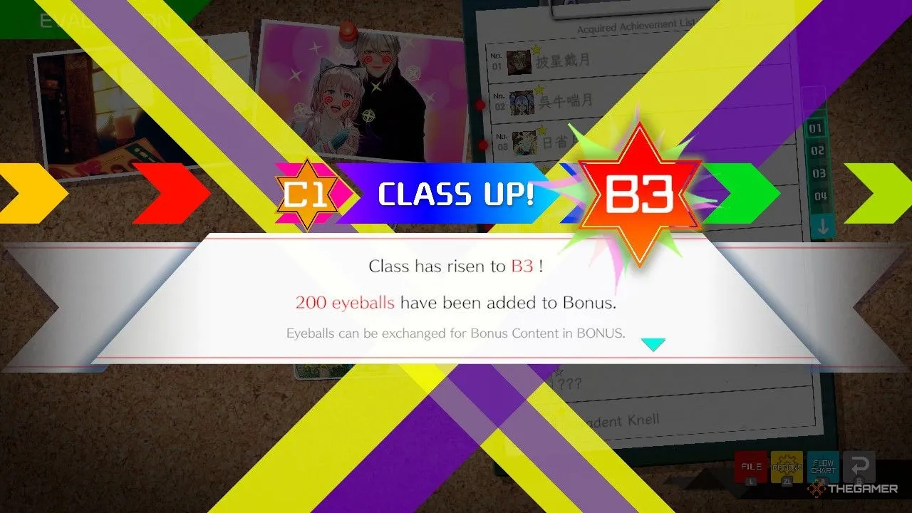 Game thủ nhận thưởng Eyeballs khi tăng cấp Class cho thám tử Kaname Date trong AI The Somnium Files.