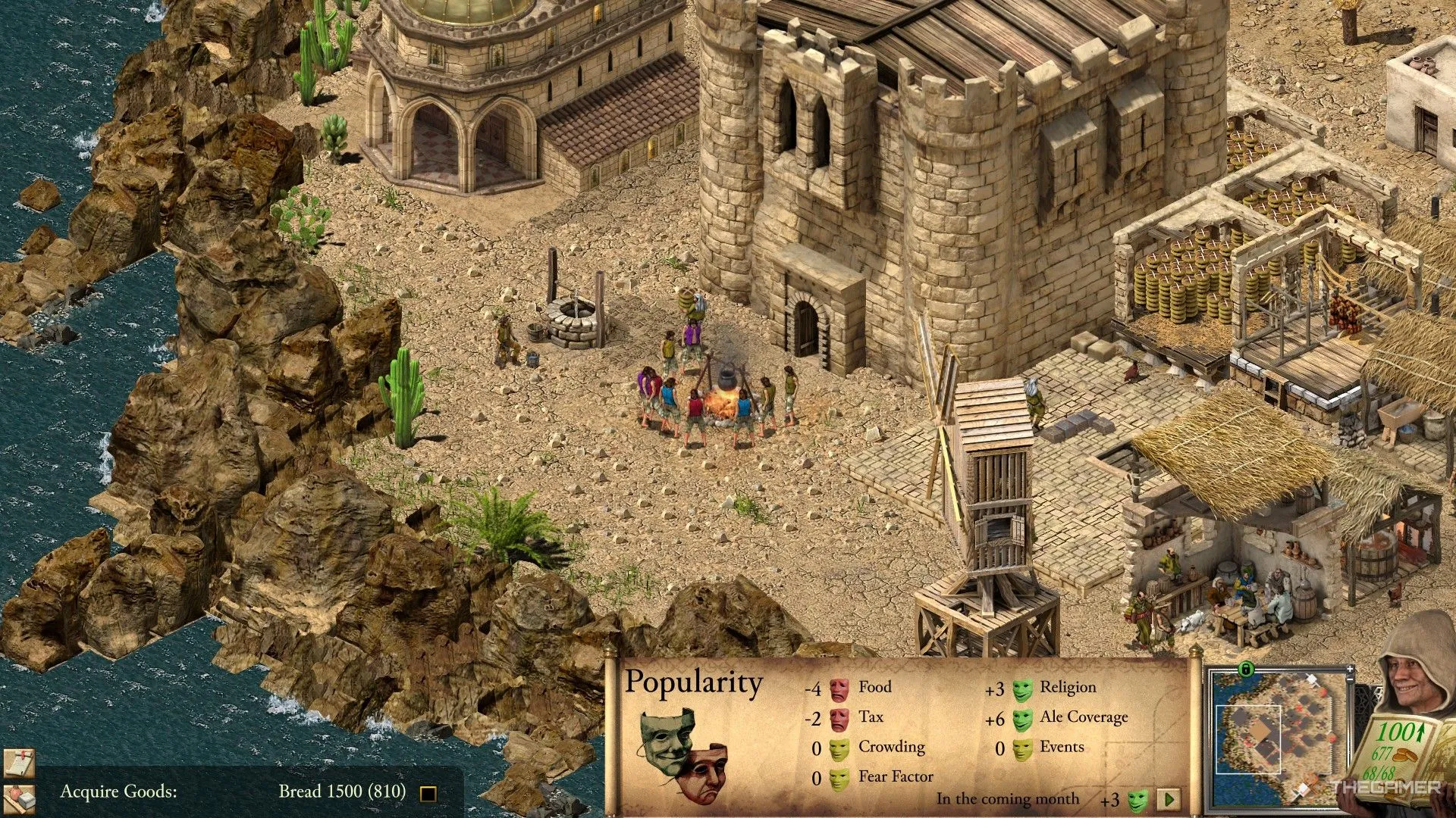 Giao diện game Stronghold Crusader Definitive Edition hiển thị chỉ số Popularity tích cực