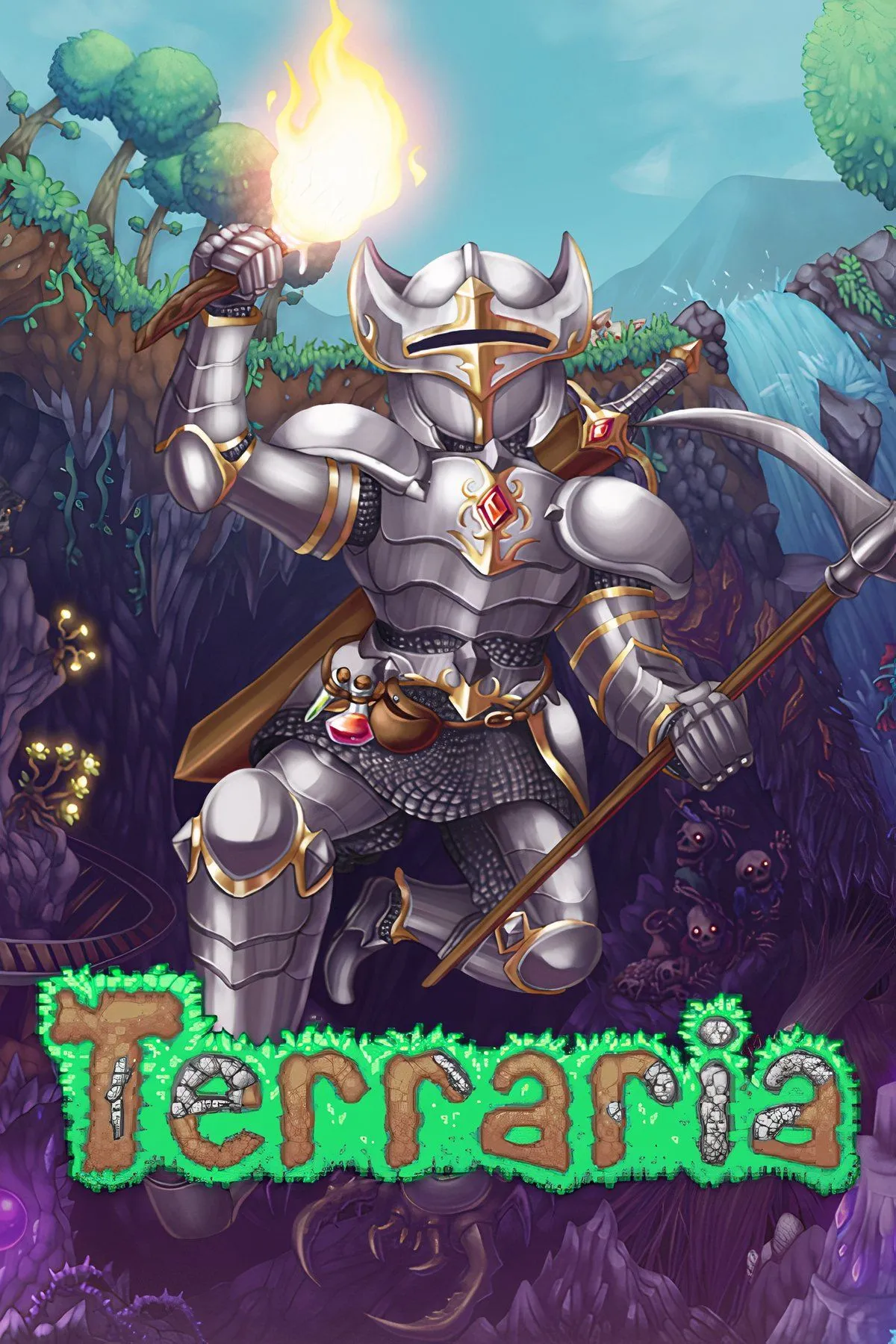 Giao diện khám phá thế giới 2D của game phiêu lưu sinh tồn Terraria