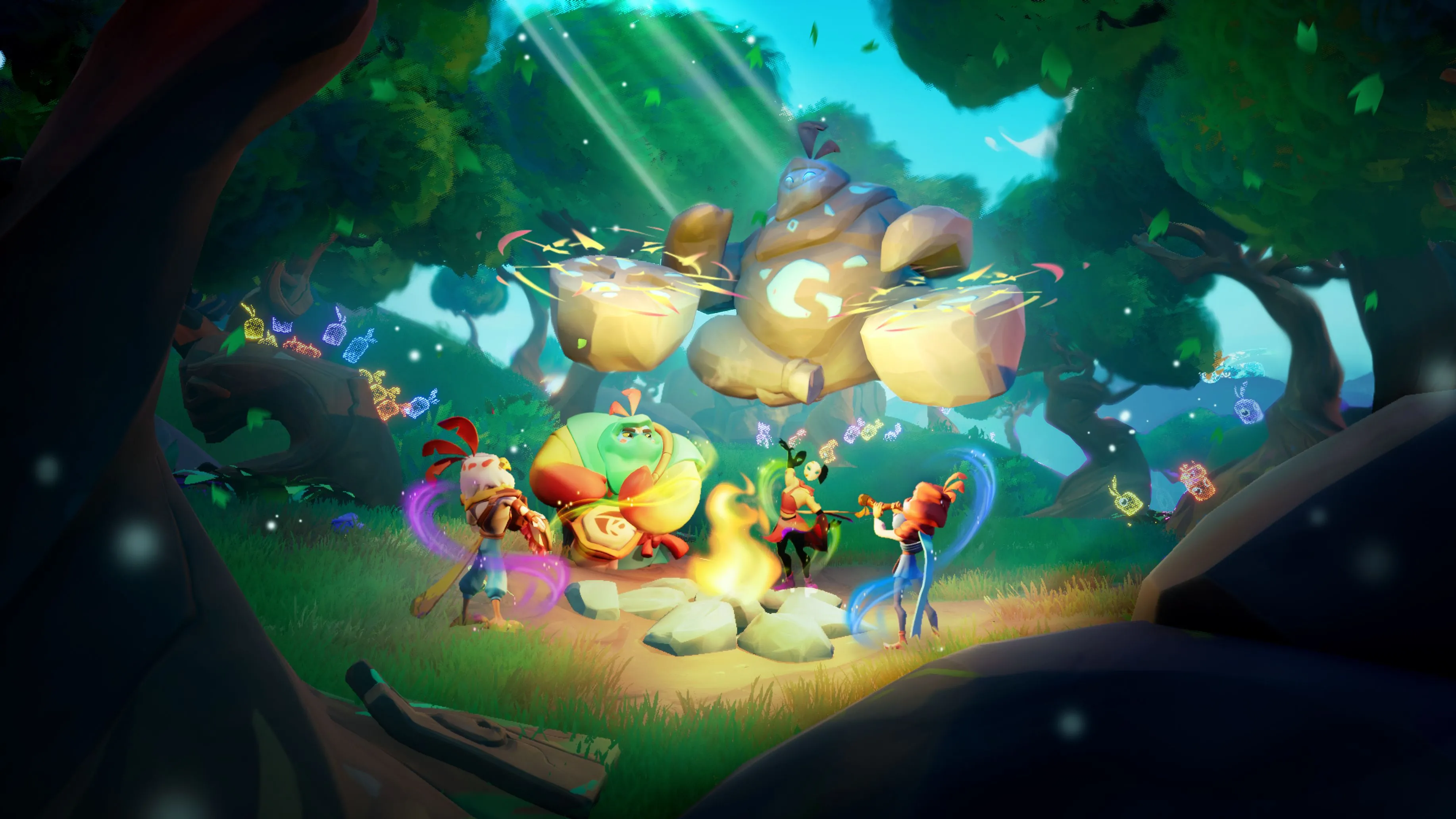 Hình ảnh bốn nhân vật chính độc đáo của game MAJJAM tụ họp (Conga, Owle, Flamenca, Chug)