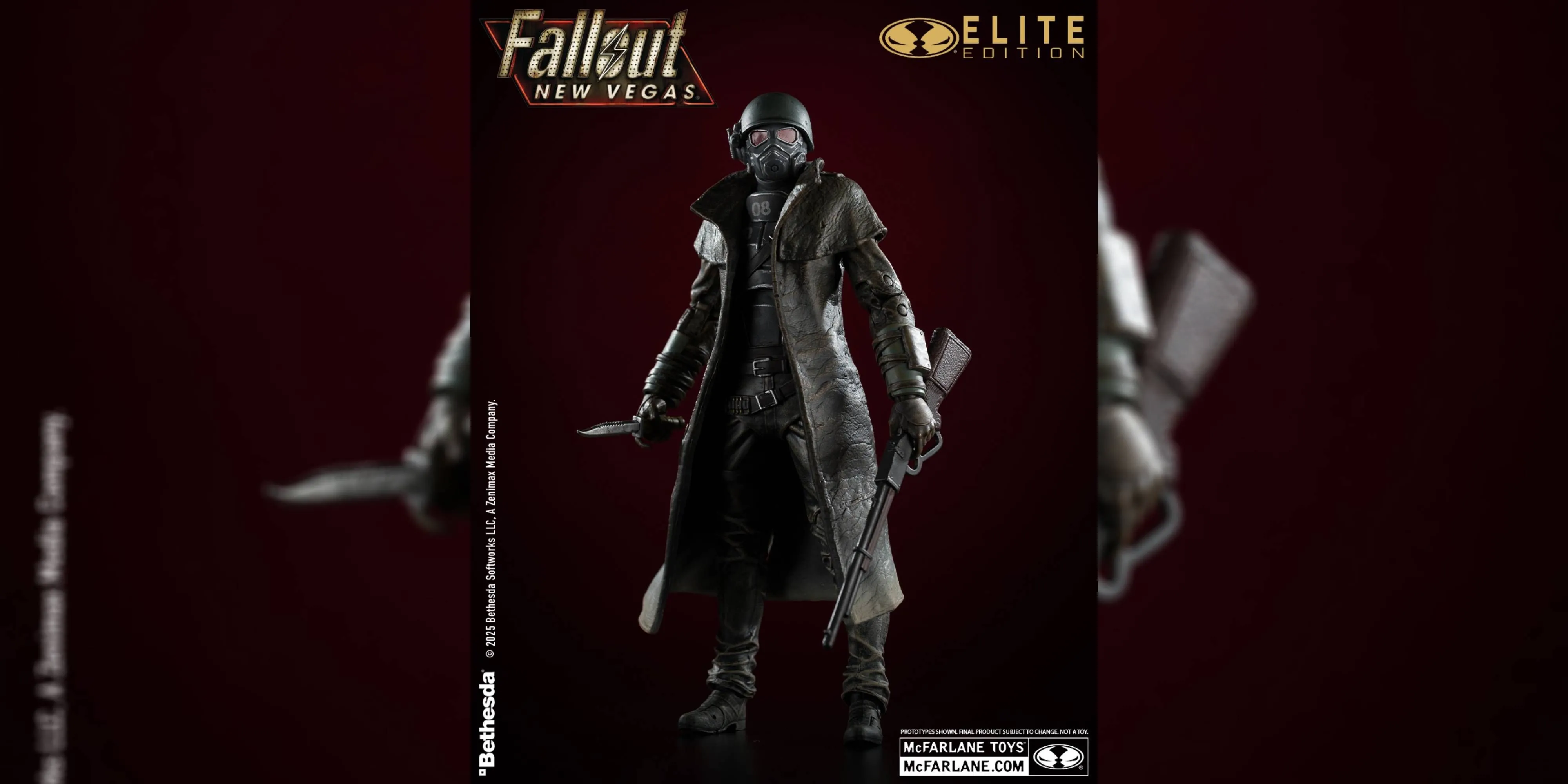 Hình ảnh cận cảnh action figure NCR Ranger phiên bản deluxe từ game Fallout: New Vegas với nhiều phụ kiện đi kèm