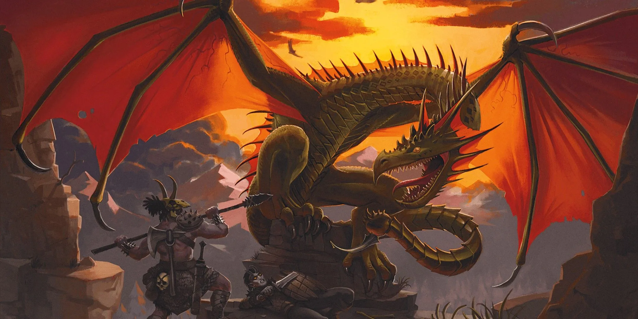 Hình ảnh nhà thám hiểm đối mặt Wyvern trong D&amp;D, cho thấy hiểu biết của dân thường về quái vật