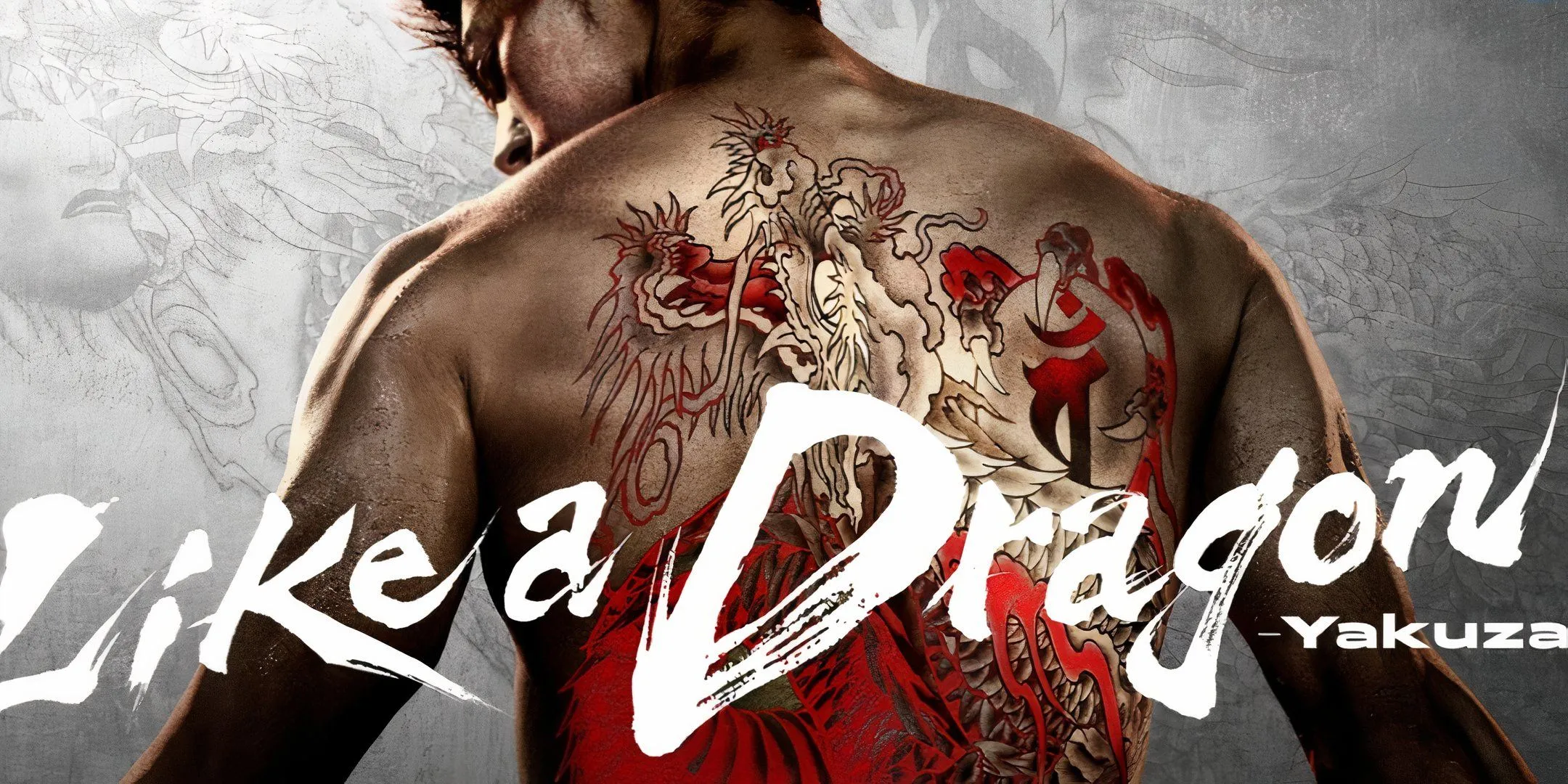 Hình ảnh nhân vật chính Kiryu Kazuma với hình xăm rồng trên lưng trong series "Like a Dragon: Yakuza" trên Amazon Prime, minh họa cho sự khác biệt giữa phim và game.