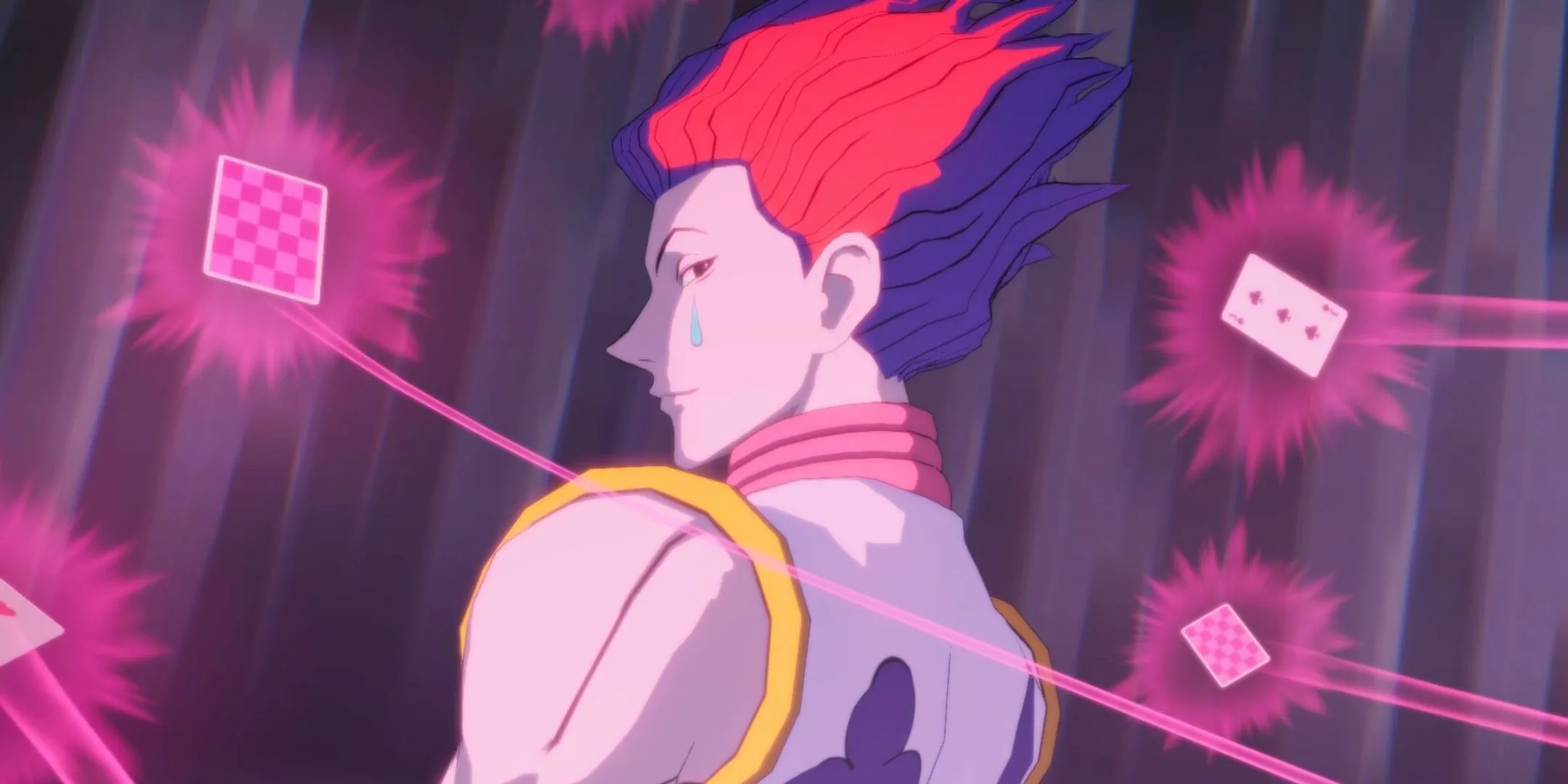 Hisoka Morow biểu diễn kỹ năng trong Hunter x Hunter: Nen x Impact, minh họa dàn nhân vật đa dạng và độc đáo của trò chơi.