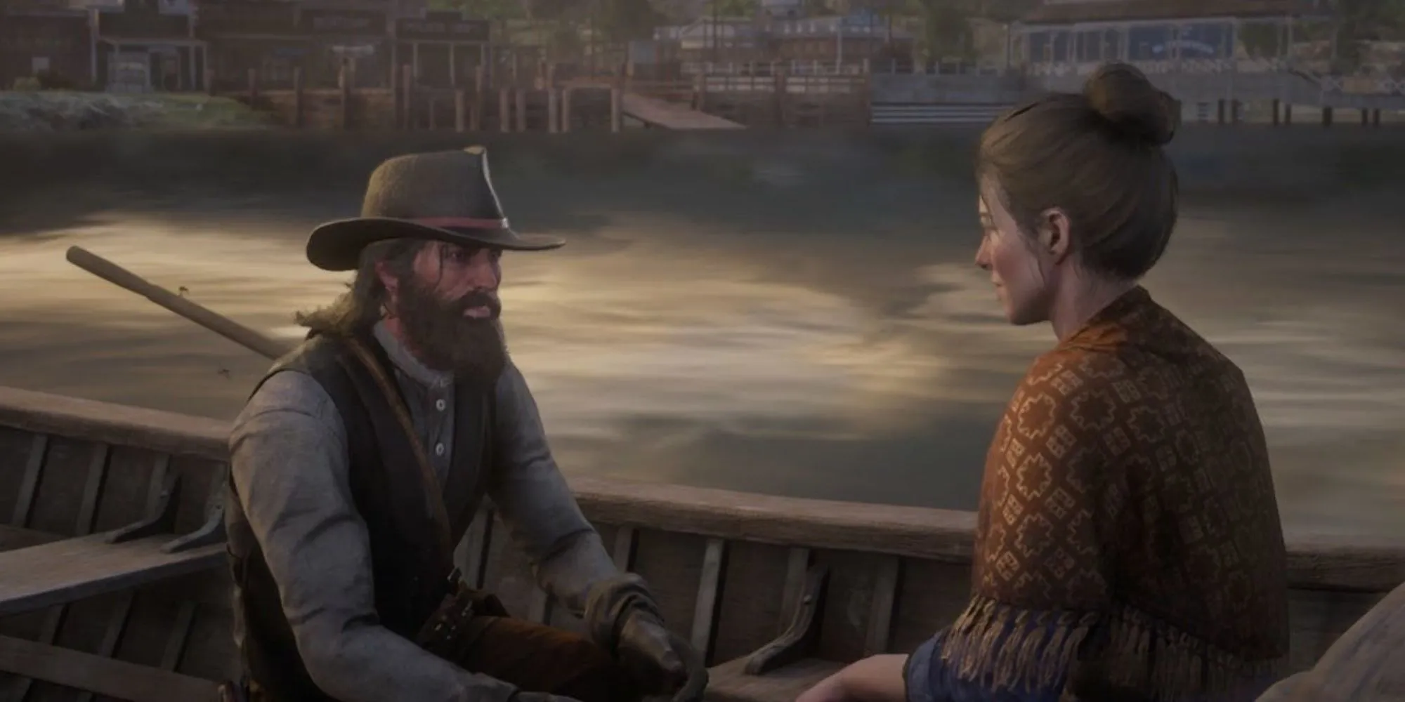 John Marston cầu hôn Abigail trên thuyền trong Red Dead Redemption 2, biểu tượng cho mối quan hệ đầy sóng gió nhưng bền chặt