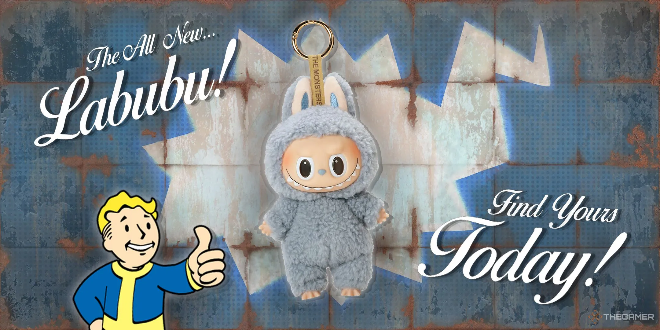 Labubu nổi bật trên biển quảng cáo Fallout hoang tàn