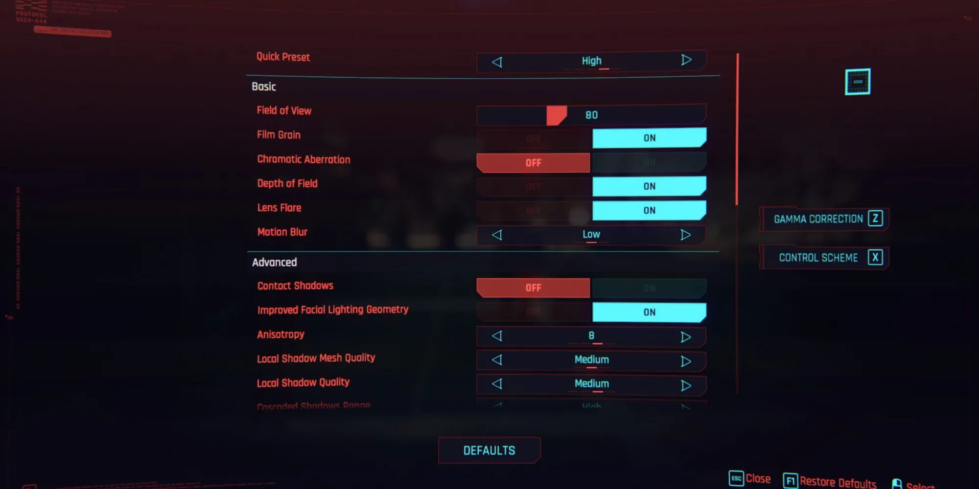 Màn hình cài đặt đồ họa của game Cyberpunk 2077, hiển thị nhiều tùy chọn đồ họa phức tạp như Ray Tracing, DLSS, và cài đặt bóng.