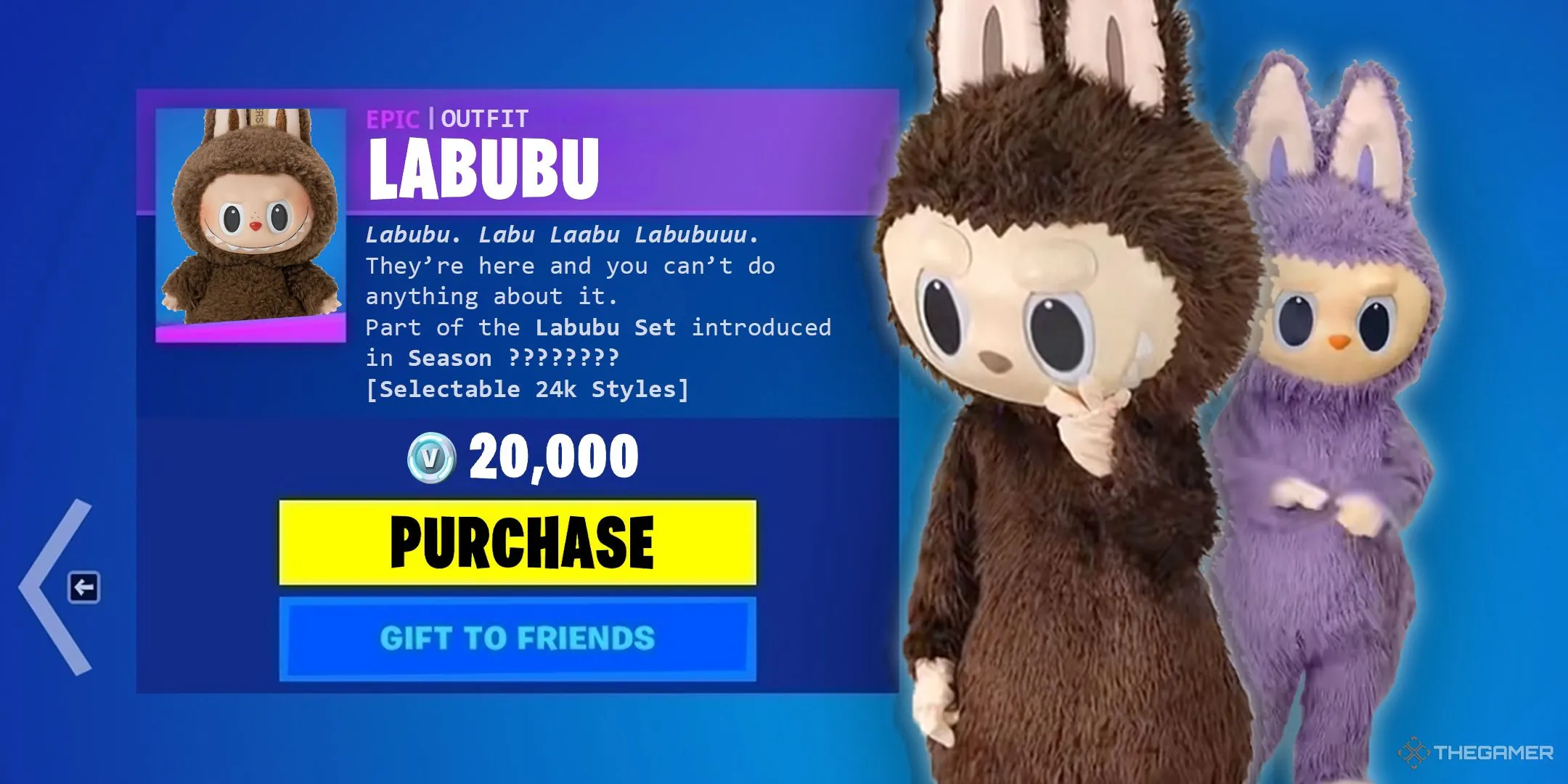 Mô phỏng skin Labubu độc đáo trong Fortnite