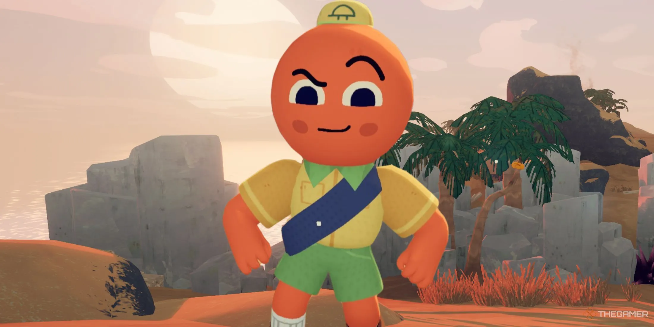 Một nhân vật game indie tạo dáng đầy phong cách trong Peak, thể hiện cá tính riêng