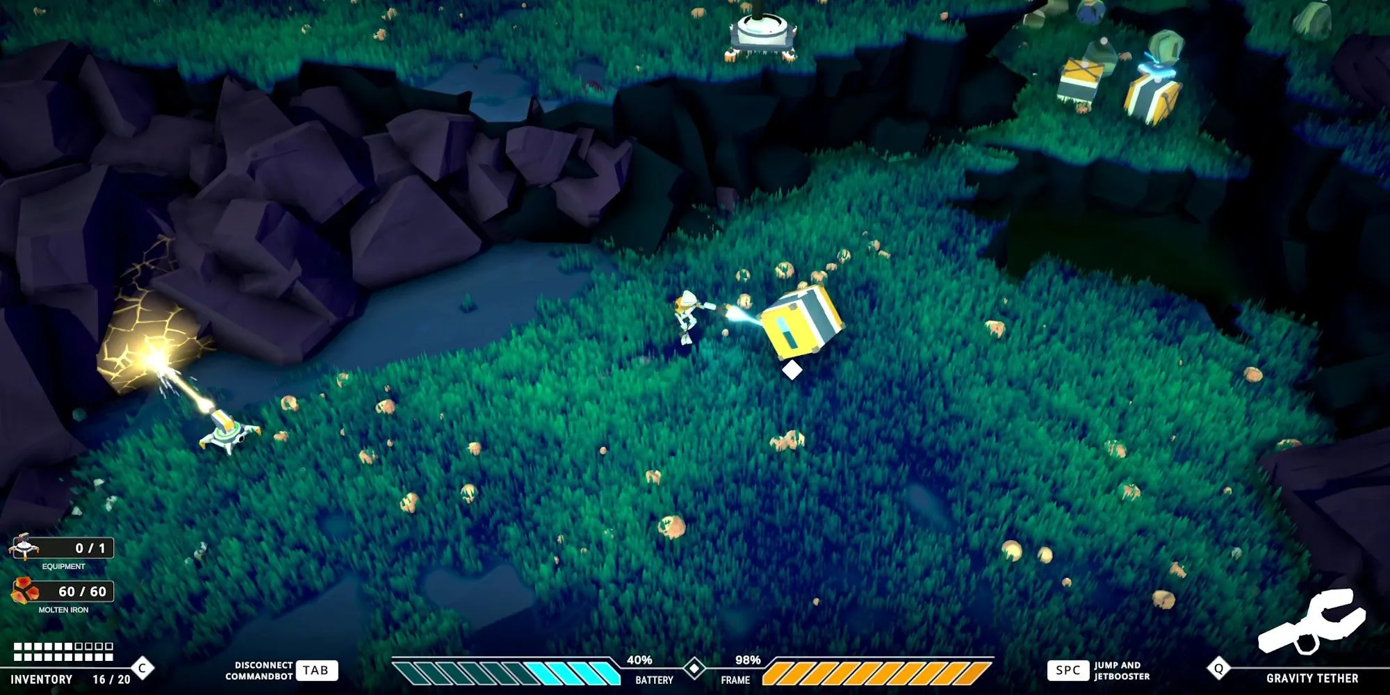 Một trạm không gian đang được xây dựng trên lưới lục giác trong game Orbiteers