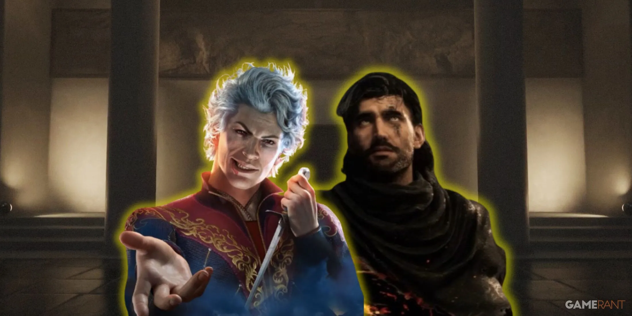 Neil Newbon với vai Astarion trong Baldur's Gate 3 và hình ảnh từ game kinh dị Dead Take