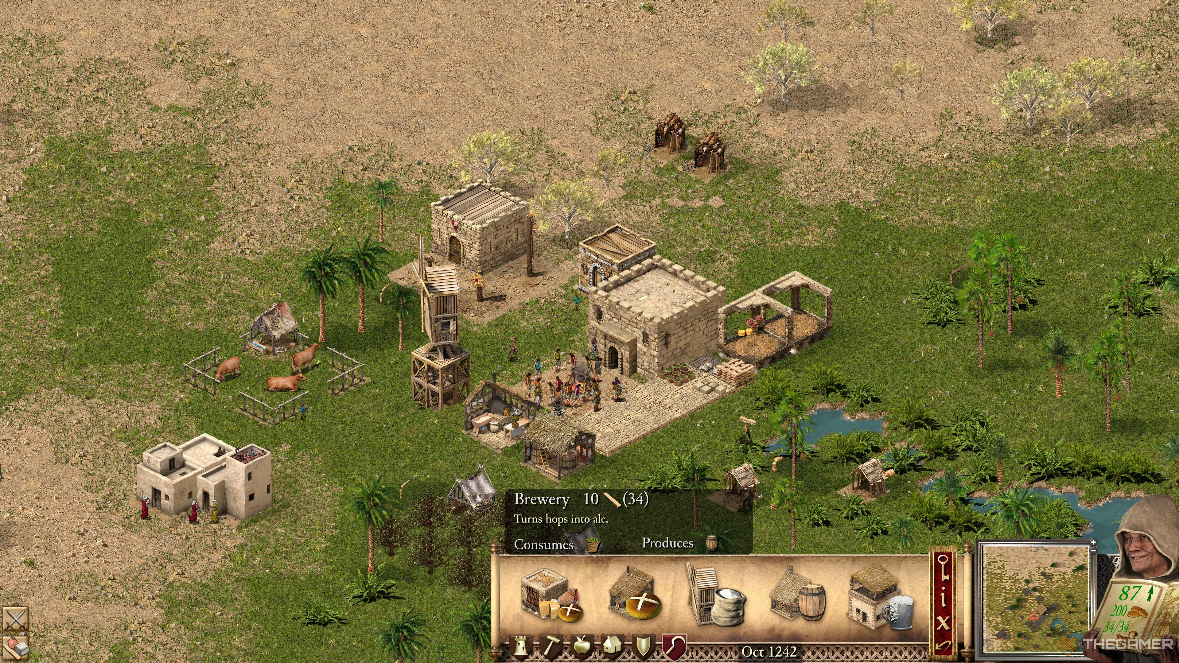 Nhà máy bia hoạt động hết công suất, đảm bảo nguồn bia dồi dào cho quán trọ và dân chúng Stronghold Crusader Definitive Edition.