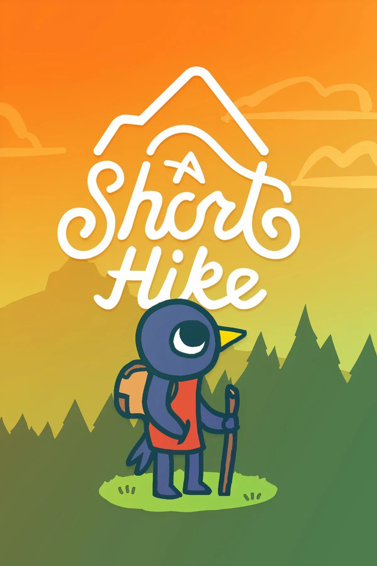 Nhân vật Claire chú chim đi bộ trên con đường lên đỉnh núi Hawk Peak trong A Short Hike