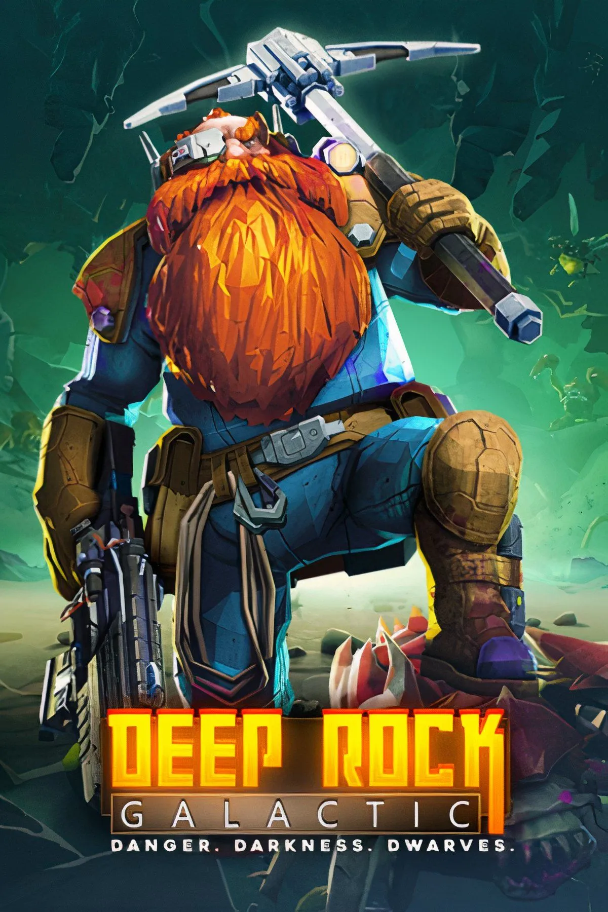 Nhân vật người lùn khai thác khoáng sản cùng robot drone Bosco trong Deep Rock Galactic