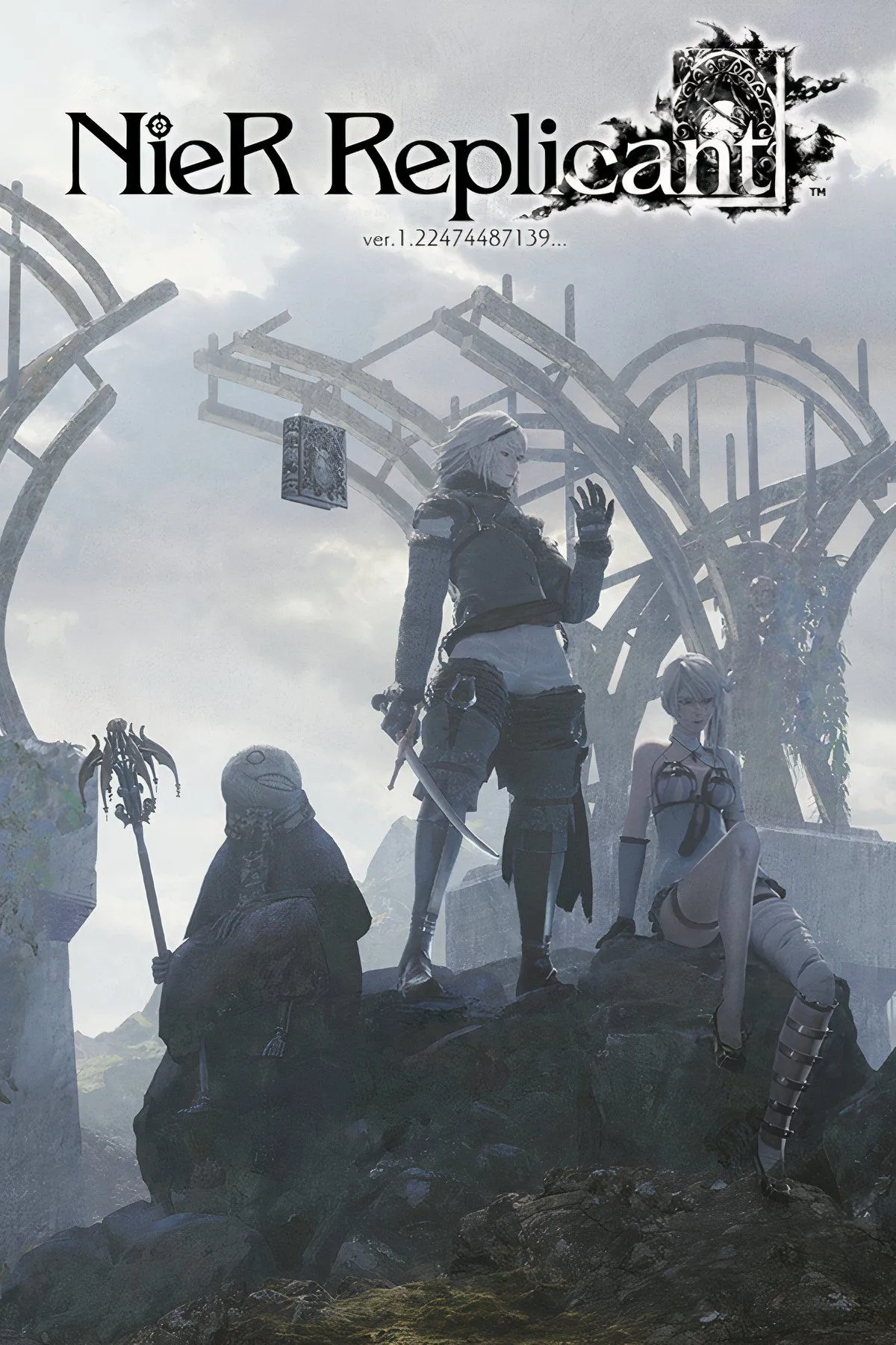 NieR và Grimoire Weiss trong NieR Replicant ver.1.22..., phiên bản remake với những thay đổi về cốt truyện và cái kết.