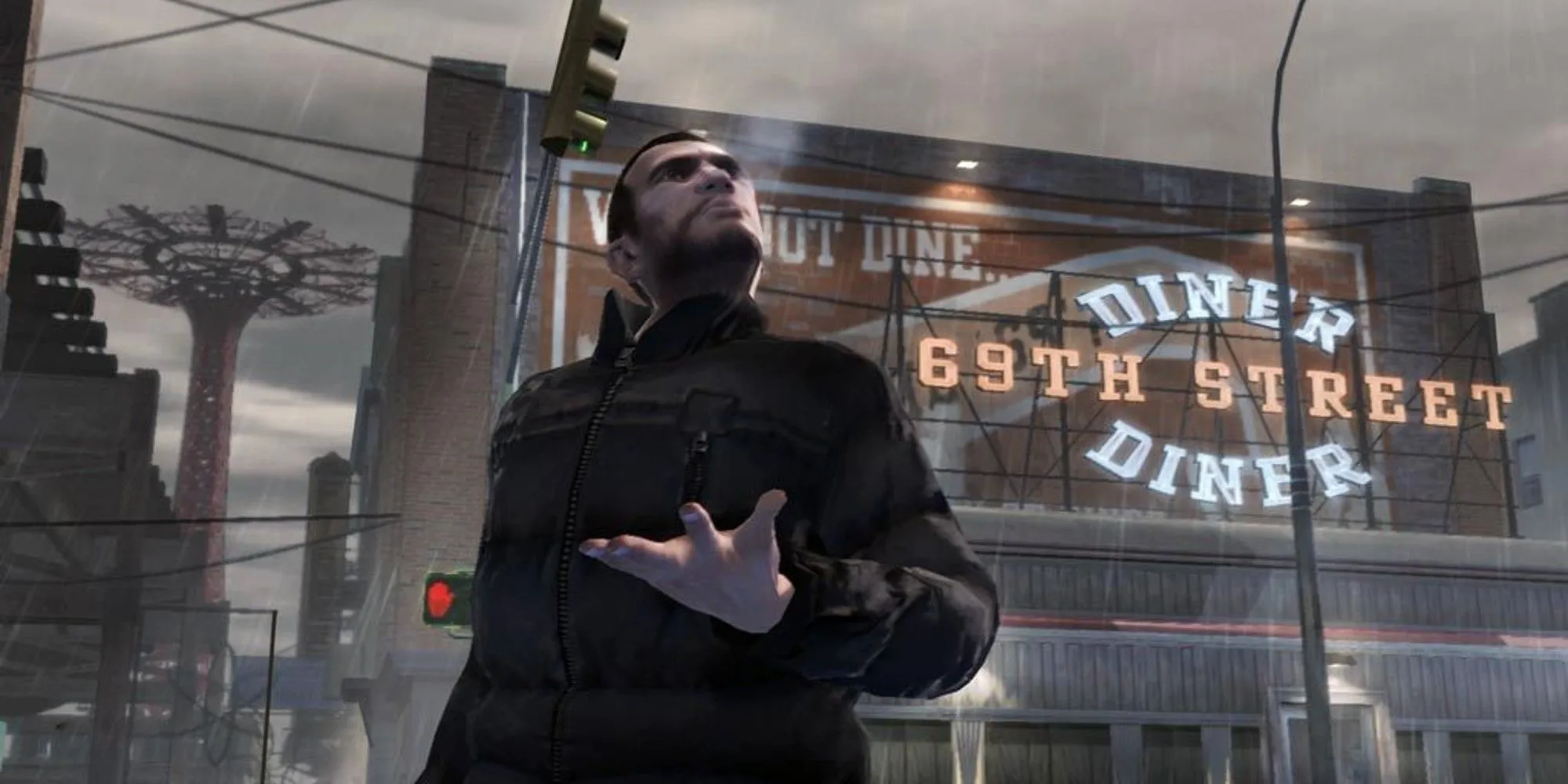 Niko Bellic trầm tư hút thuốc giữa lòng Liberty City, biểu tượng của sự gai góc trong GTA 4.