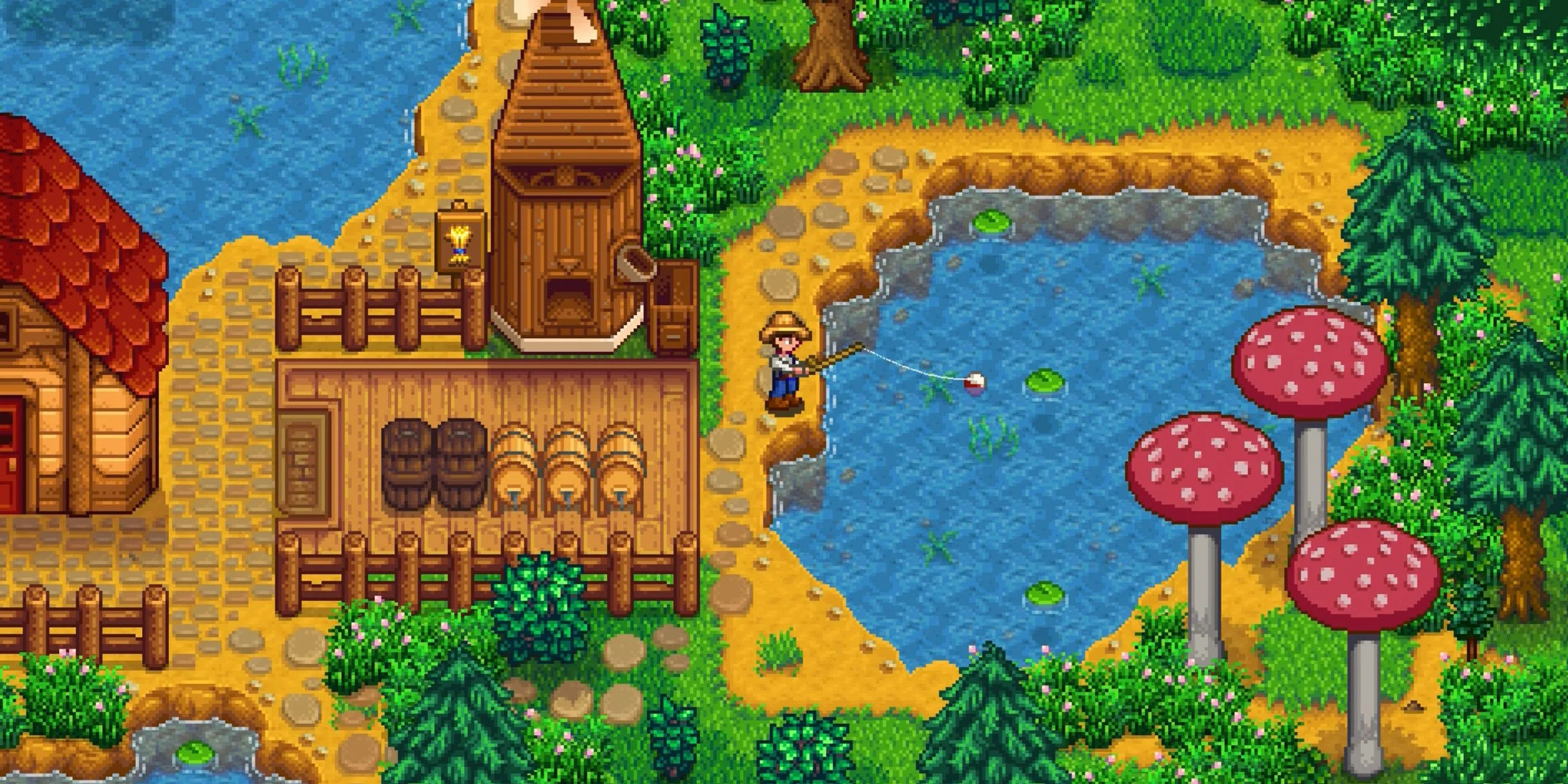 Nữ game thủ thư thái câu cá trong thế giới Stardew Valley
