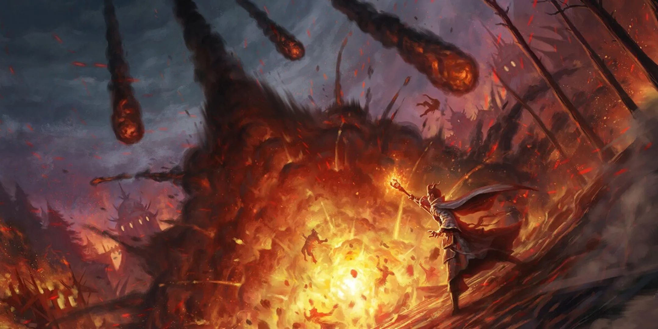 Nữ pháp sư Tiefling thi triển Meteor Swarm, cho thấy sự phổ biến đáng ngờ của phép thuật cấp cao trong D&amp;D