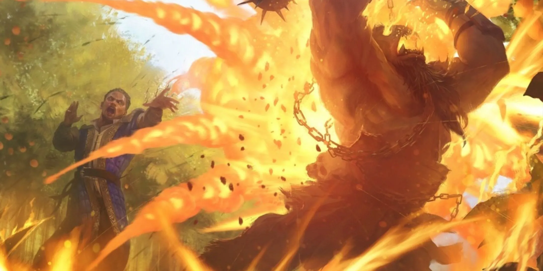 Pháp sư D&amp;D thi triển phép thuật Fireball uy lực, thiêu cháy quái vật Bugbear