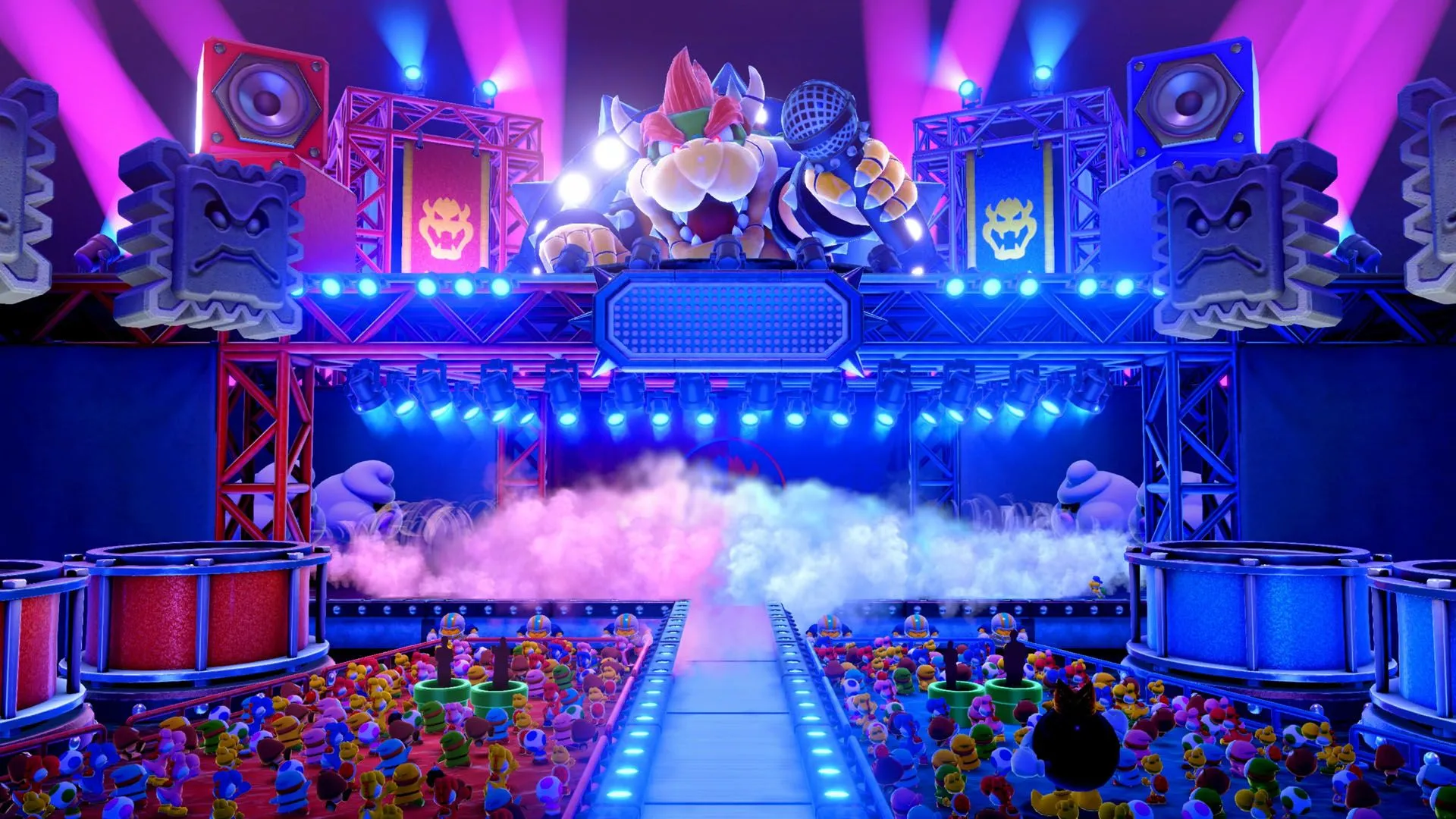 Sân khấu hoành tráng của chế độ Bowser Live trong Super Mario Party Jamboree Nintendo Switch 2 Edition