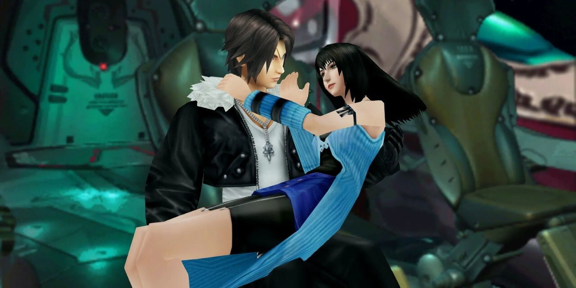 Squall Leonhart ôm Rinoa Heartilly trong Final Fantasy VIII, cảnh gợi nhắc về tình bạn bị lãng quên trong cốt truyện