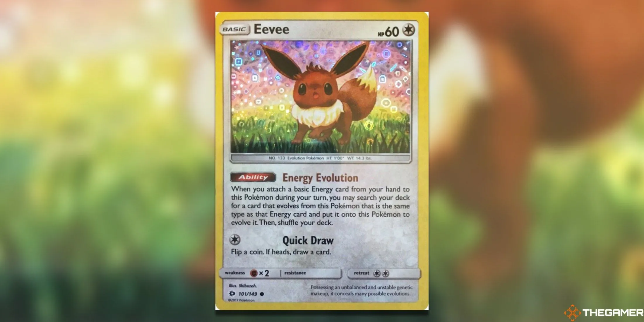 Thẻ bài Eevee mã 101/149 thuộc series General Mills Pokemon TCG.