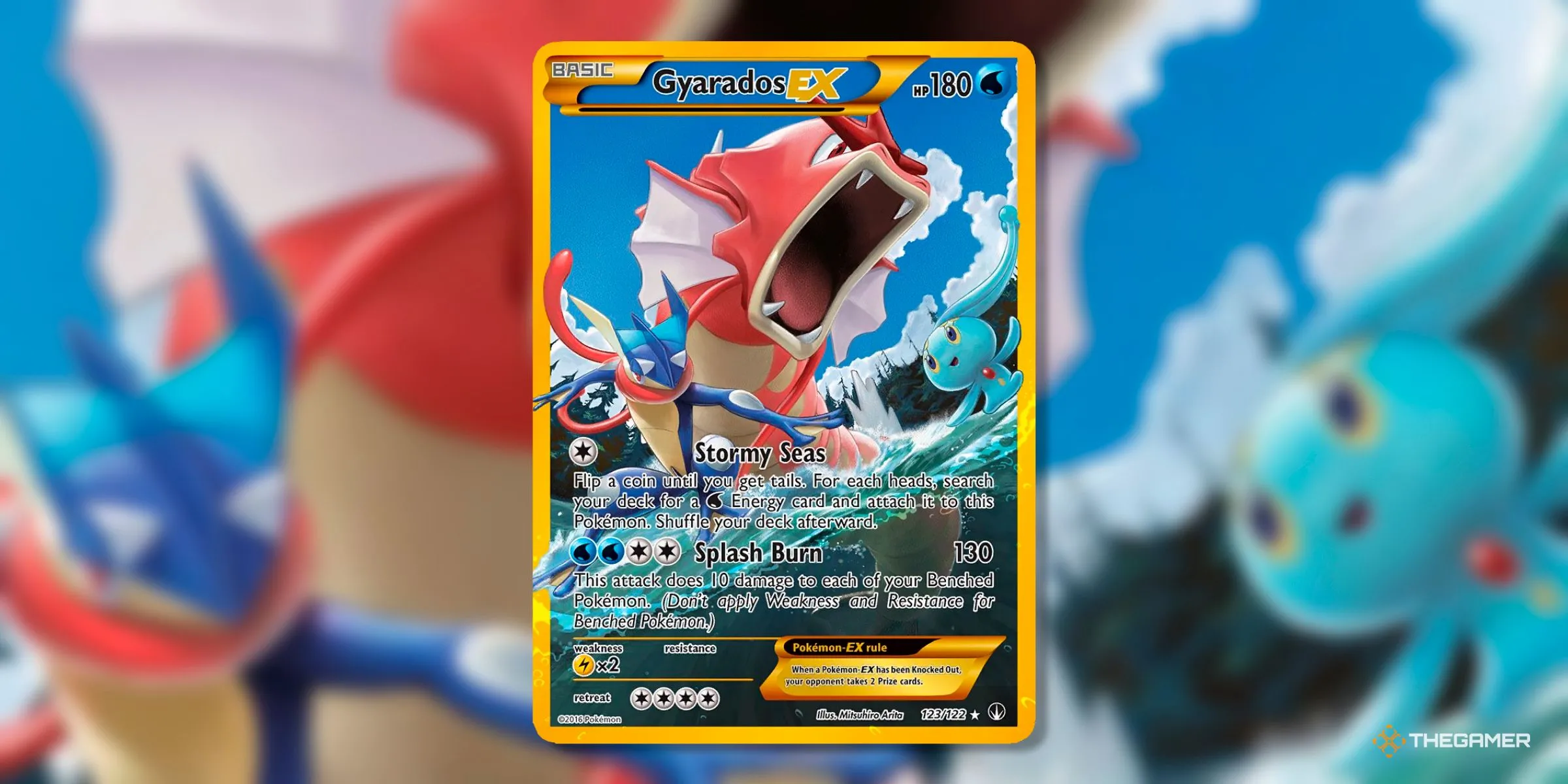 Thẻ bài Gyarados EX Secret Rare (123) từ bộ BreakPoint, với hình ảnh Gyarados Shiny đầy ấn tượng.