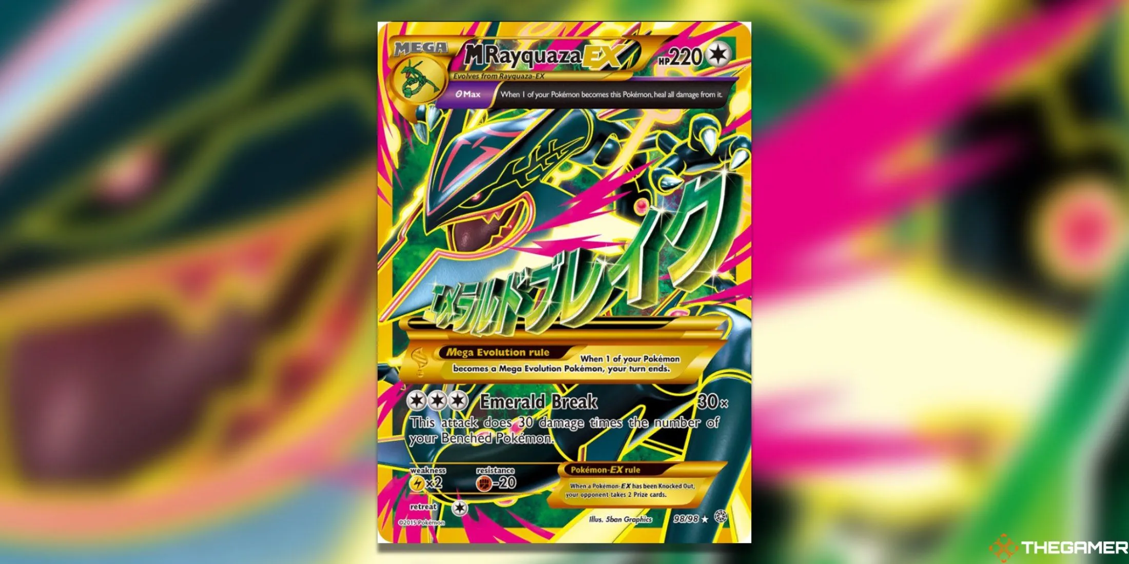 Thẻ bài Mega Rayquaza hùng vĩ từ bộ Ancient Origins trong Pokémon TCG