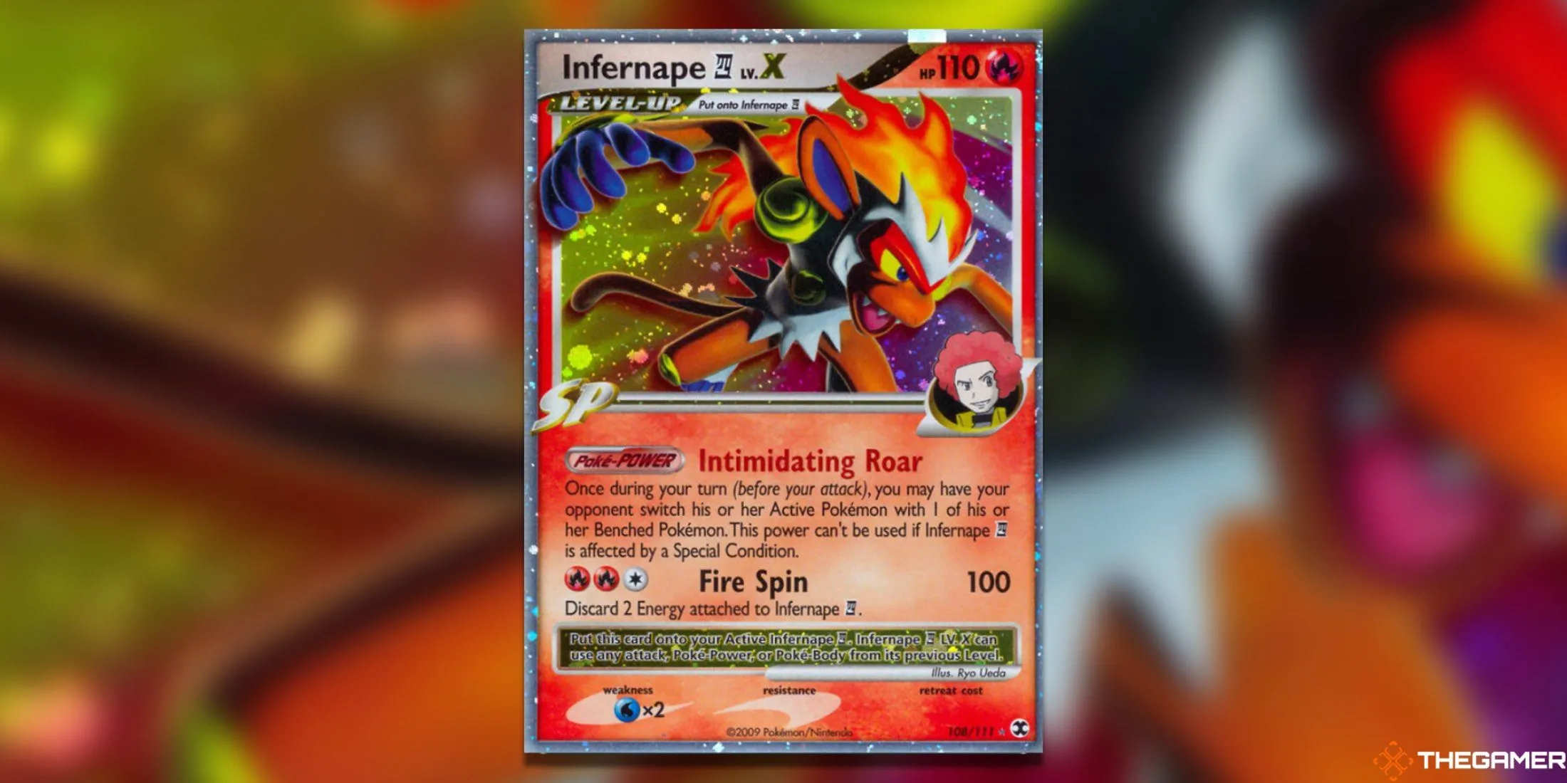 Thẻ bài Pokemon TCG Infernape E4 LV. X từ set Rising Rivals, thể hiện sức mạnh rực lửa.